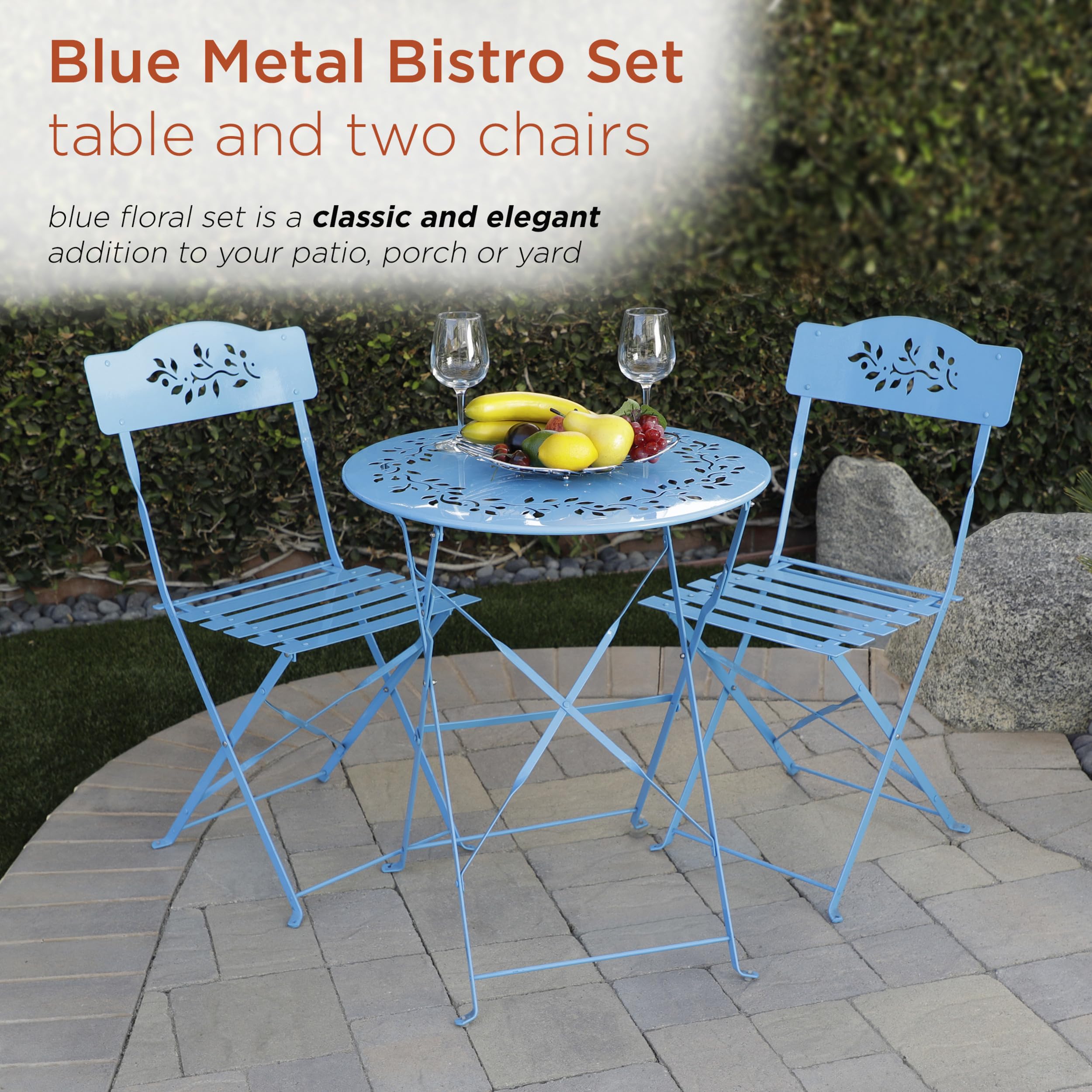 3-Piece Folding Bistro Set with Table and 2 Chairs
