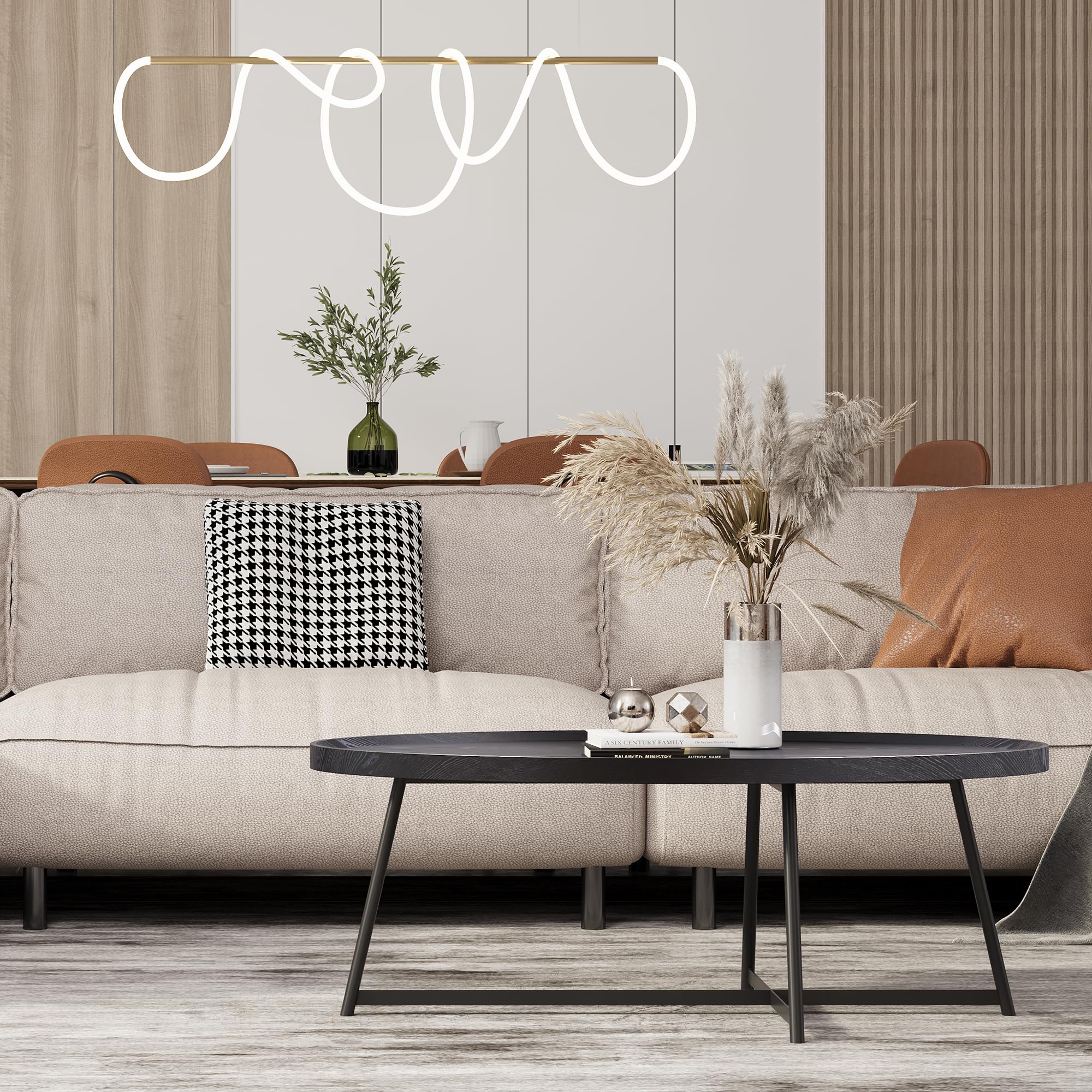 Oval Coffee Table with Metal Legs
