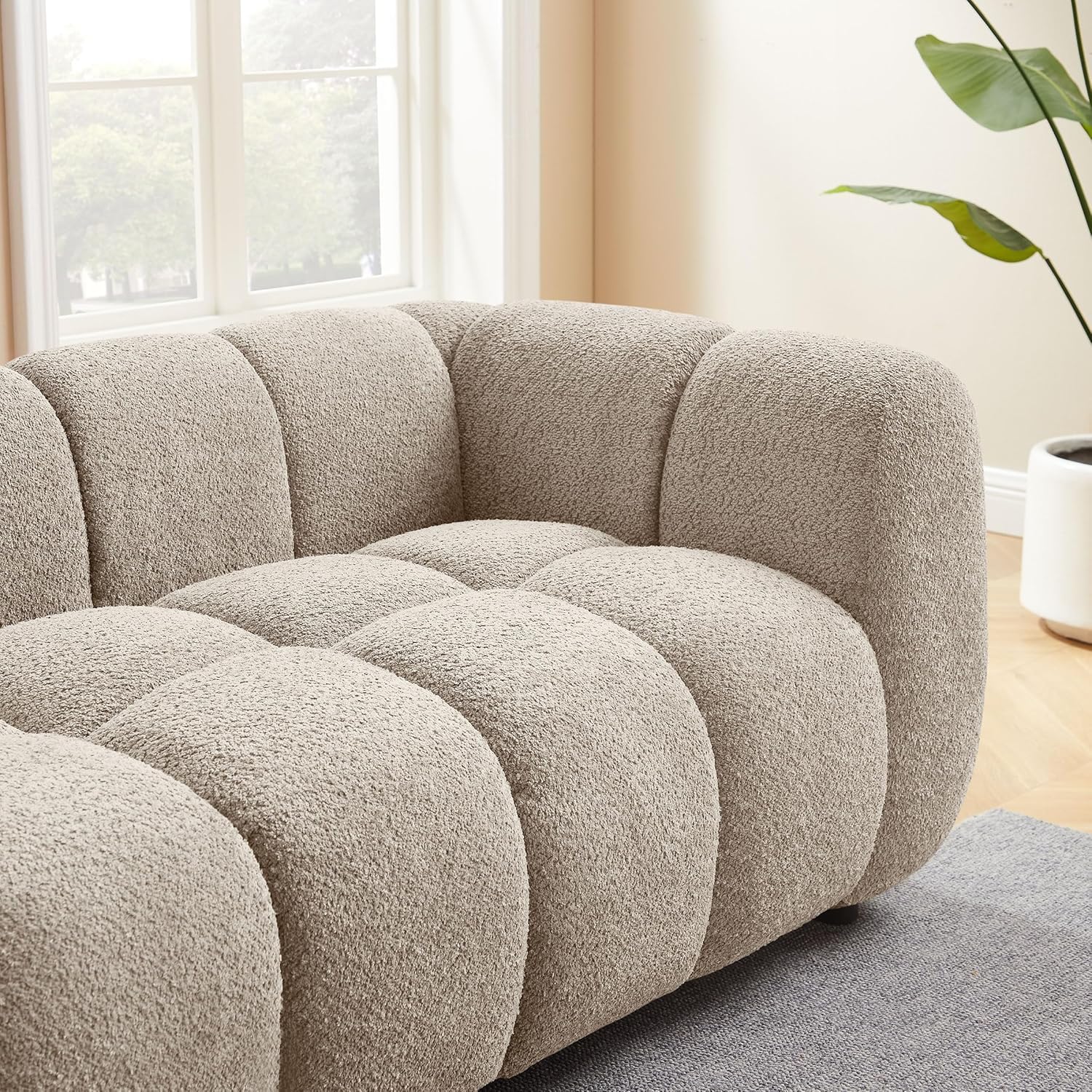 88" Oversized Boucle Sofa Modern Tufted Cloud Couch