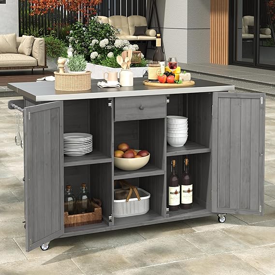 Outdoor Kitchen Island with Stainless Steel Top
