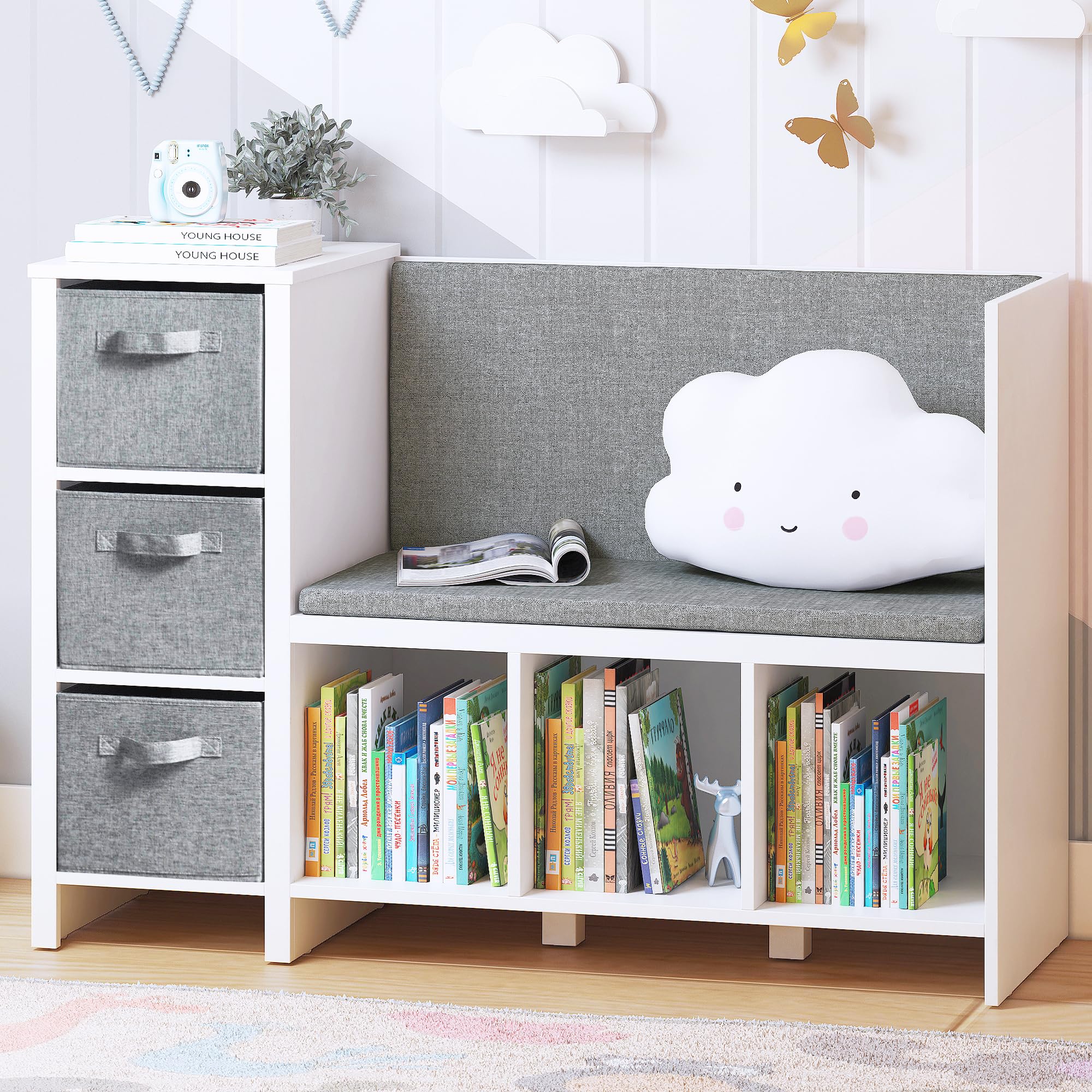 Kids Reading Nook Bench with Storage