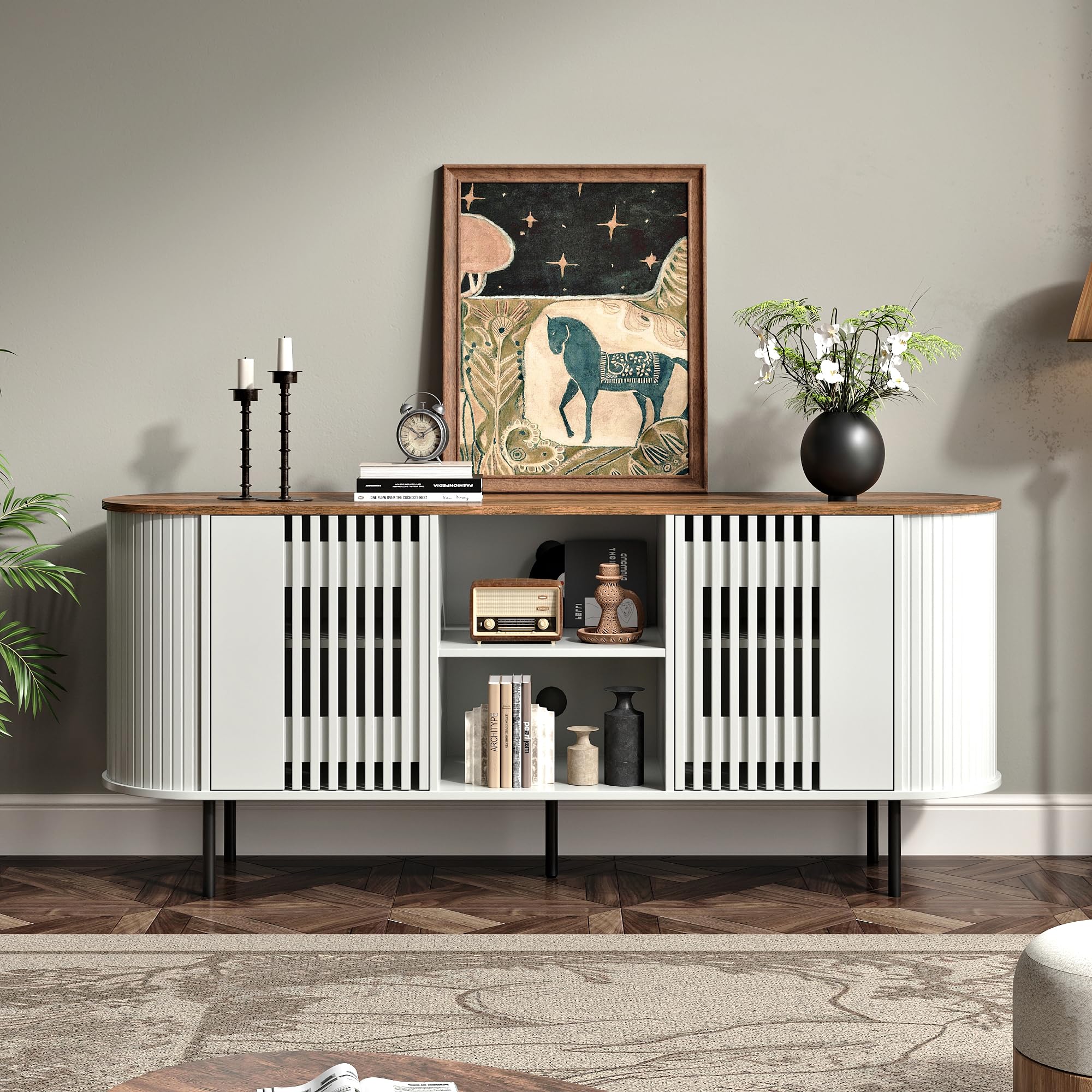 Modern TV Stand for TVs Up to 75 Inches with Adjustable Shelves