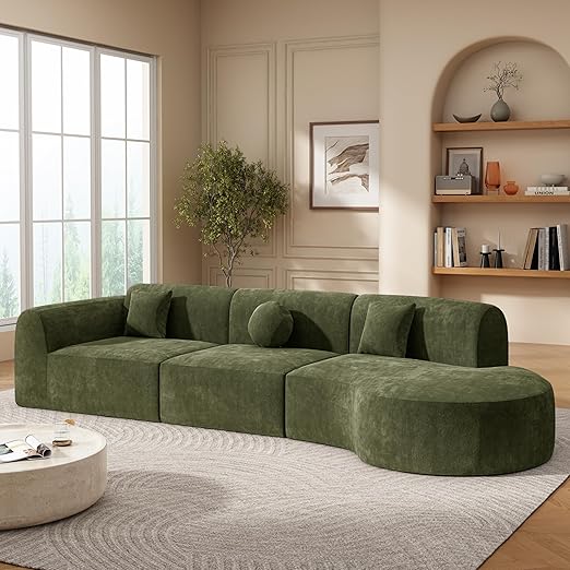 Modern Curved Sectional Sofa with Ottoman 4-Piece Set