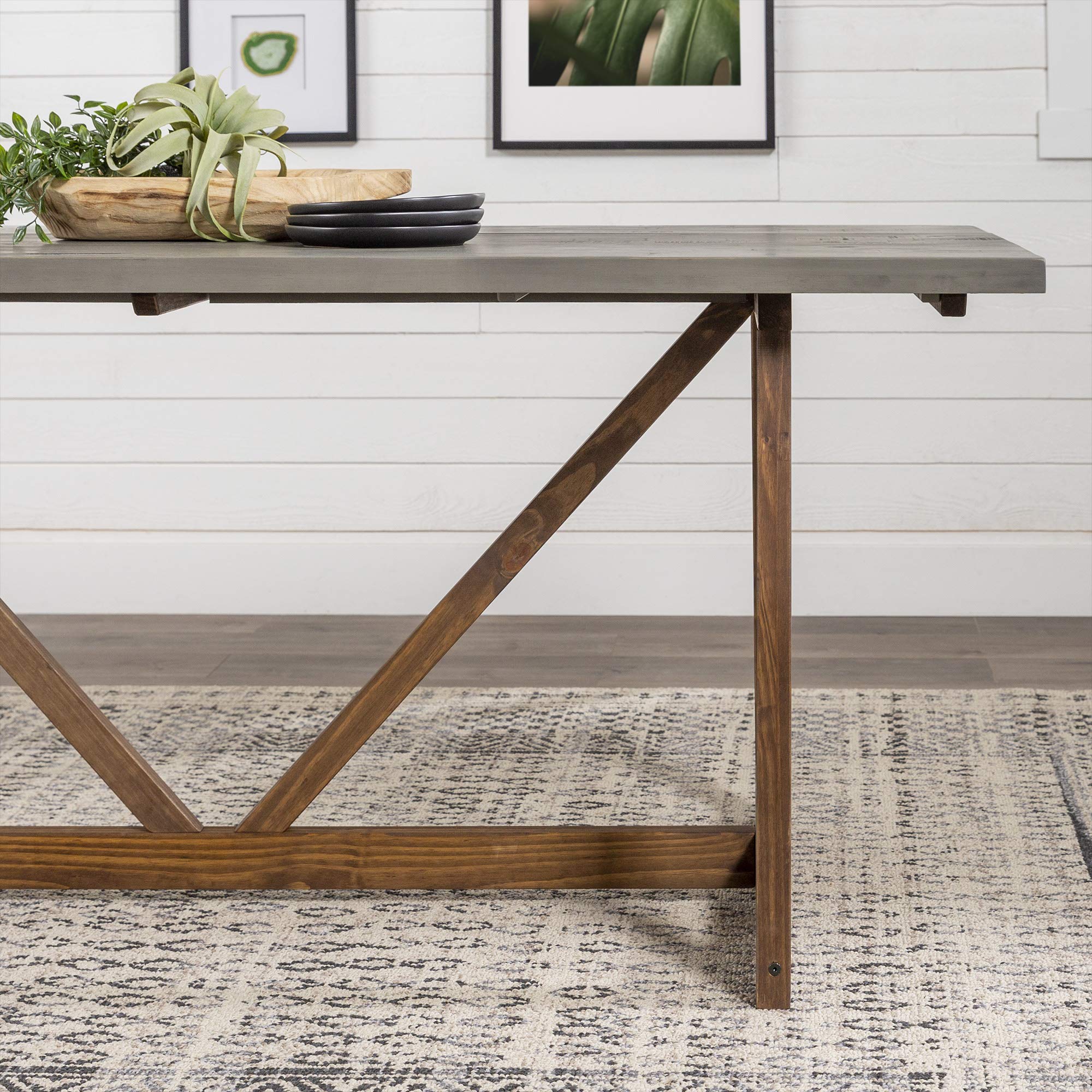 72 Inch Farmhouse Dining Table Grey Brown