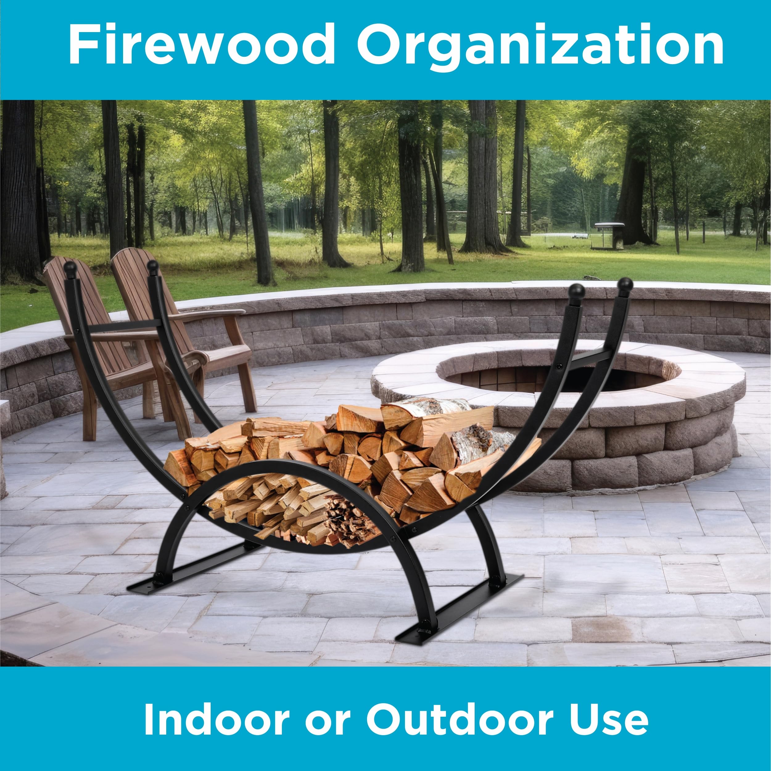 50in Firewood Rack with Elevated Curved Design