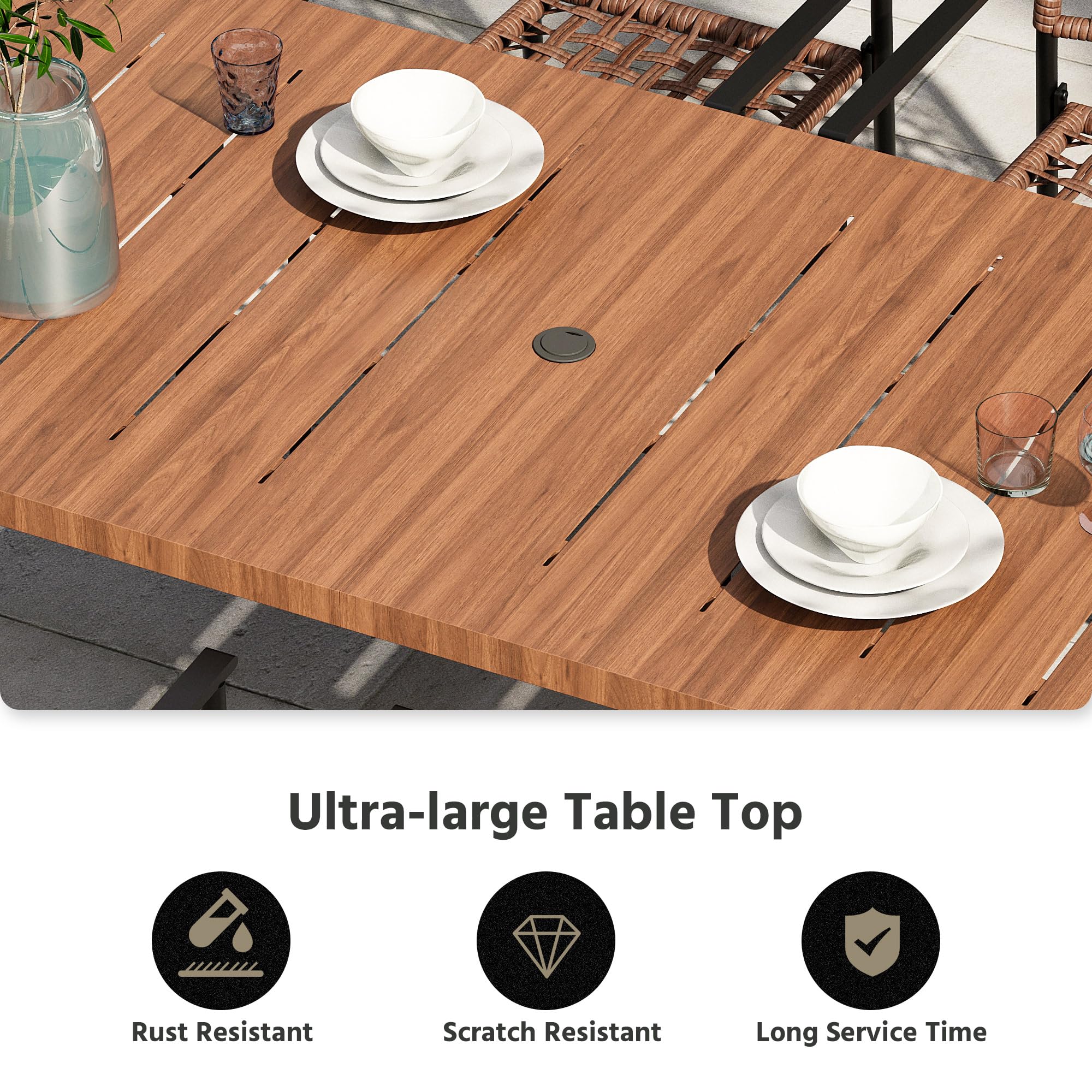 7-Piece Outdoor Patio Dining Set with Umbrella Hole