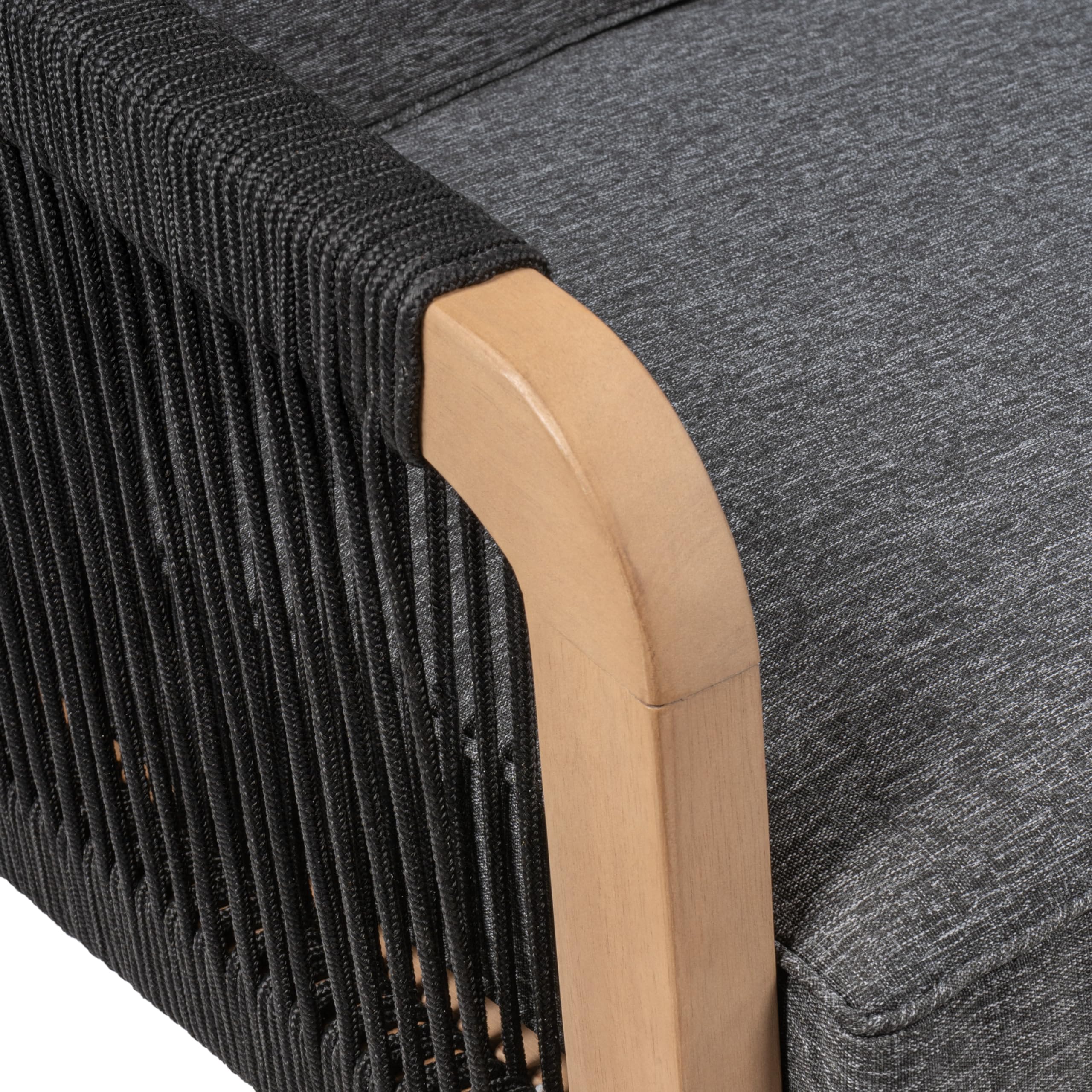 Arwen Roped Acacia Wood Outdoor Loveseat with Cushions