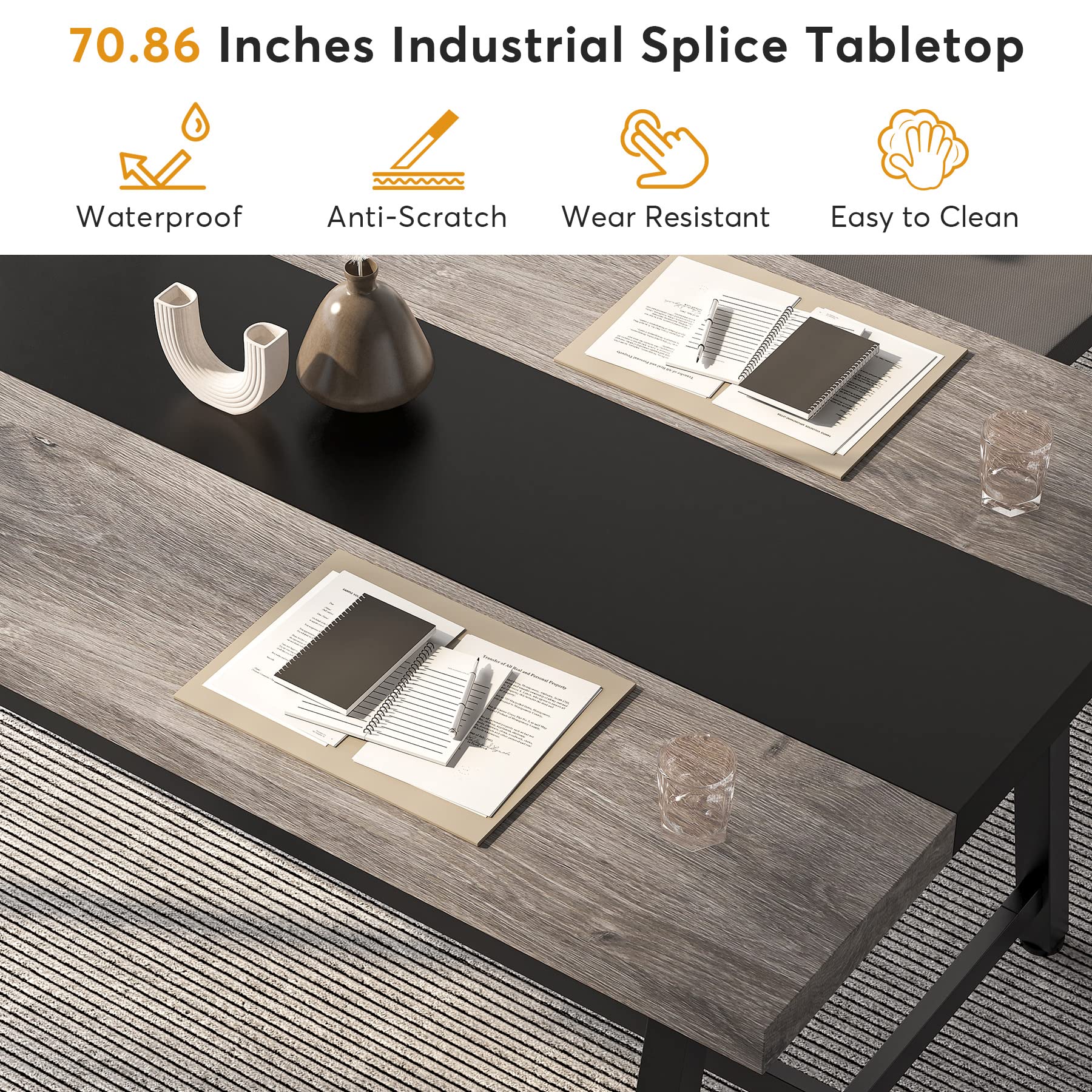 6FT Rectangle Conference Table with Metal Frame