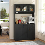 Tall Kitchen Pantry Cabinet with Hutch