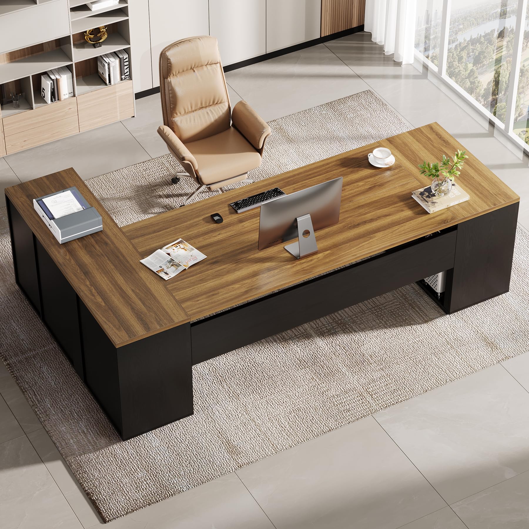 L-Shaped Executive Desk with Storage