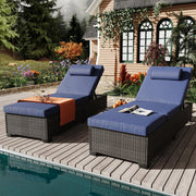 Outdoor PE Wicker Chaise Lounge Chairs Set of 2