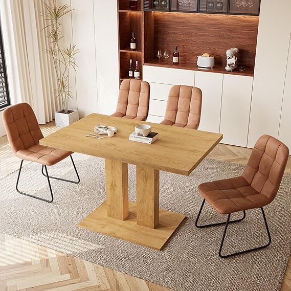 46" Modern Oak Dining Table for 4