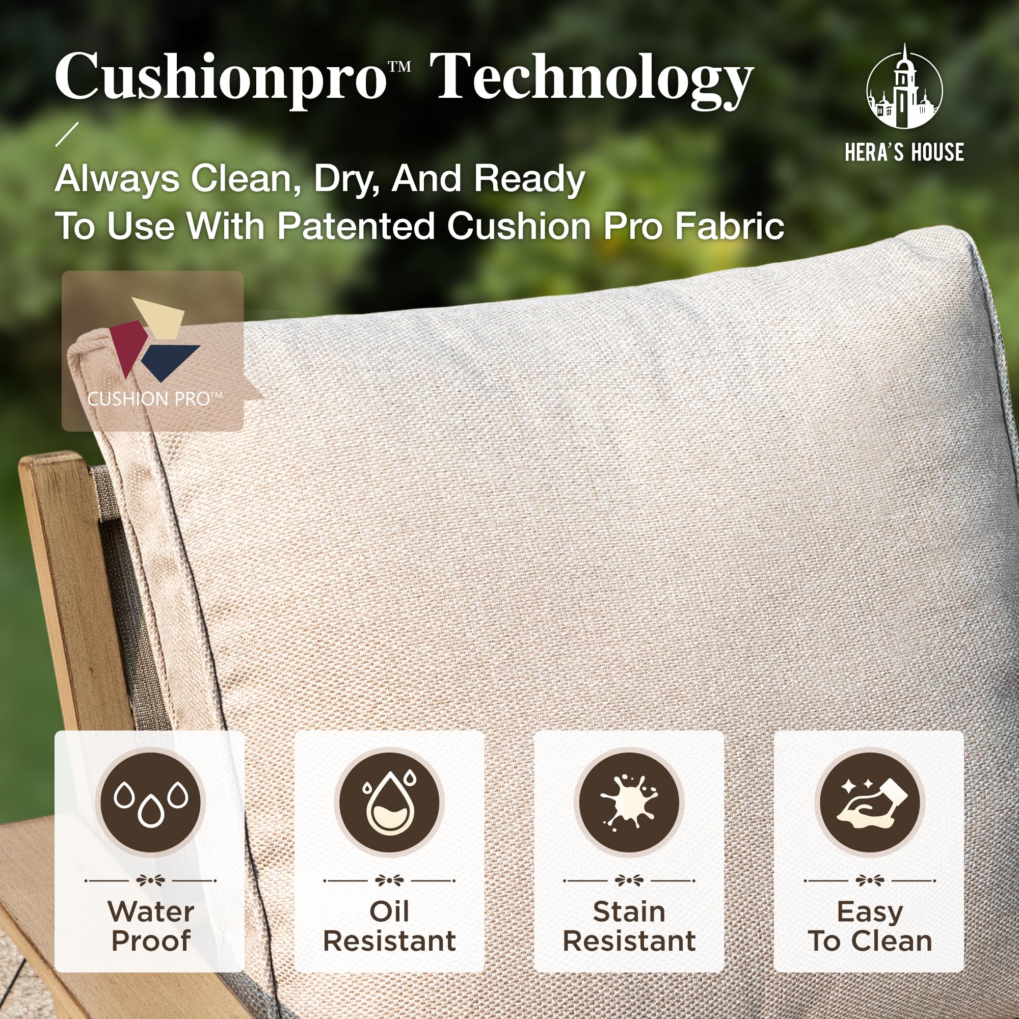 7-Piece Metal Outdoor Patio Conversation Set with Wood Grain Finish