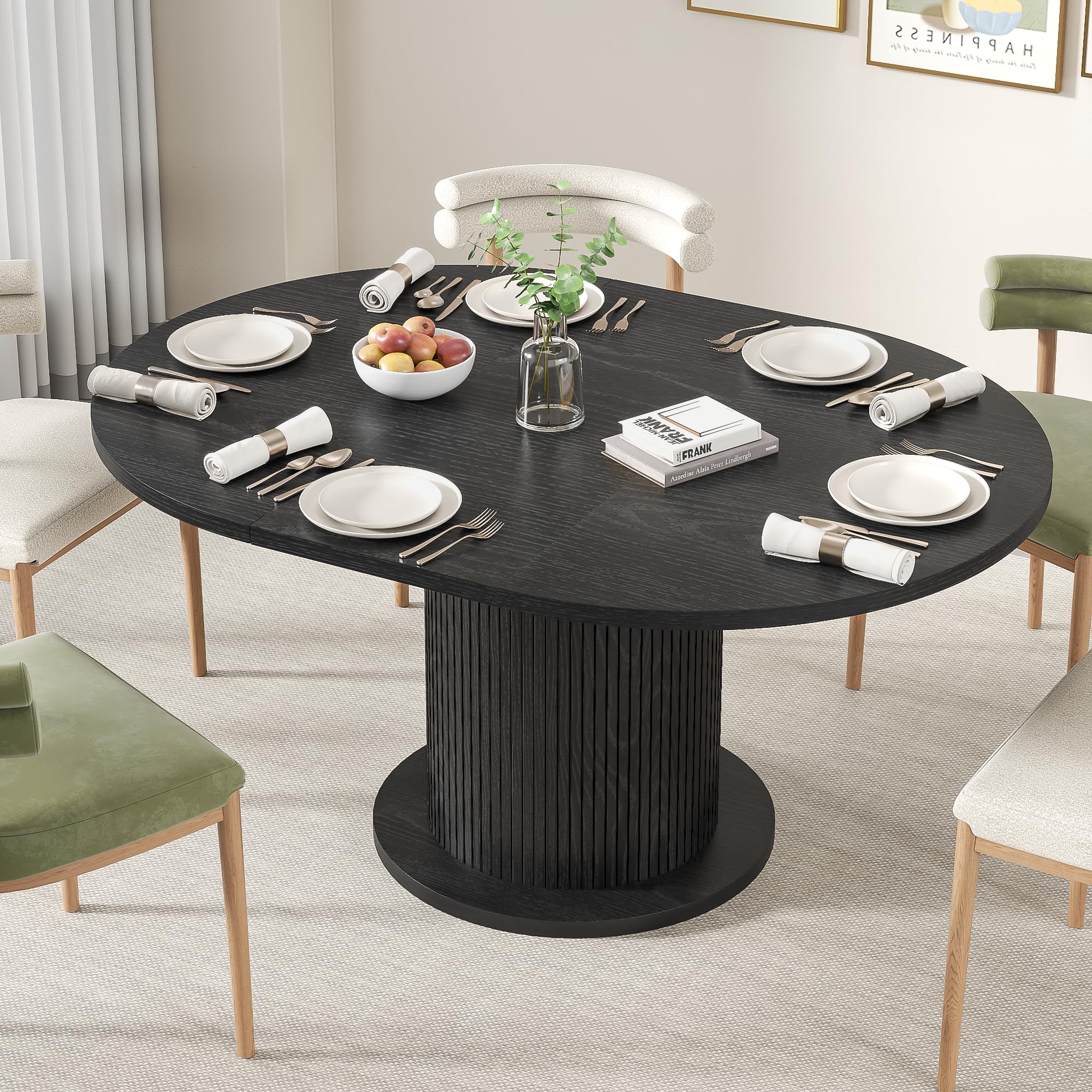 59 Inch Round Dining Table for 6