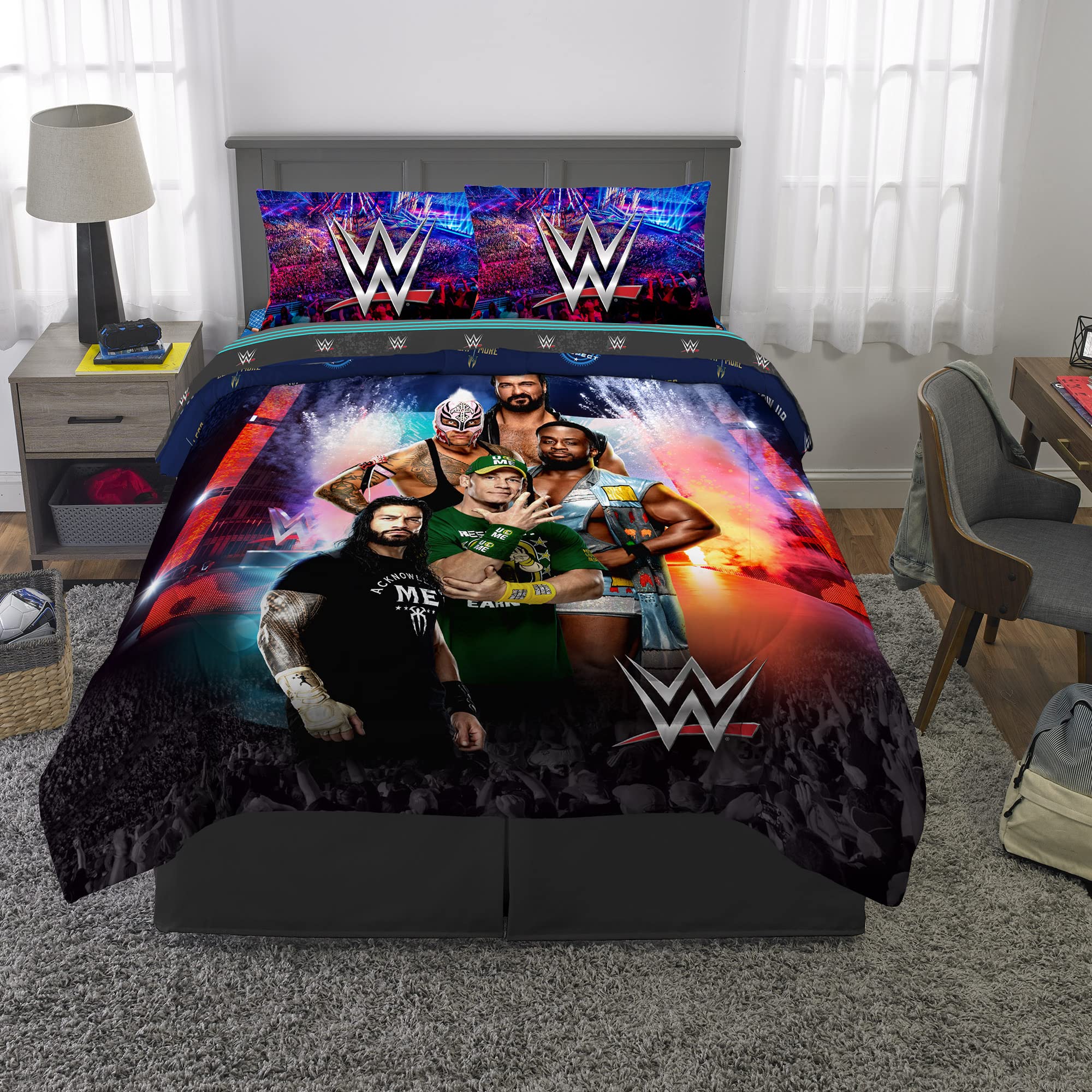 WWE Kids Bedding Set 5 Piece Full Size Reversible Comforter