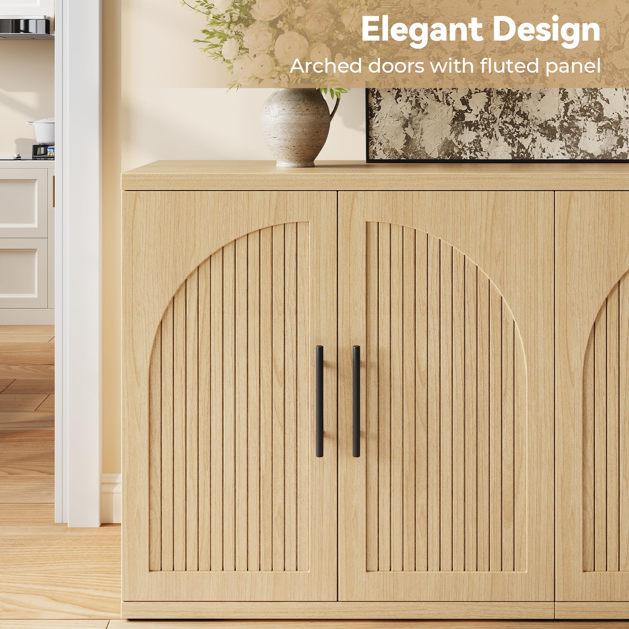 63" Fluted Buffet Cabinet with Storage