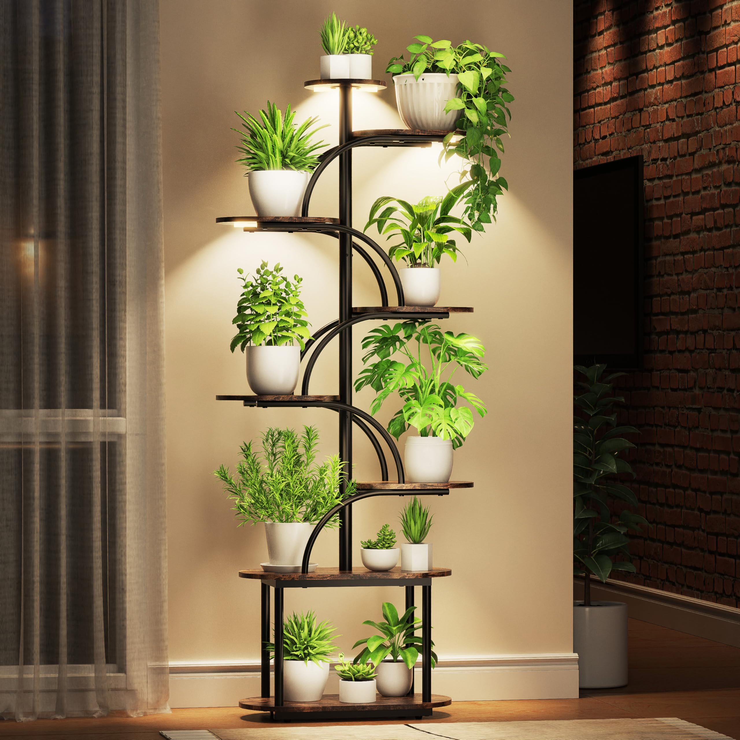 8-Tier Plant Stand with Grow Light - 61 Inch Tall
