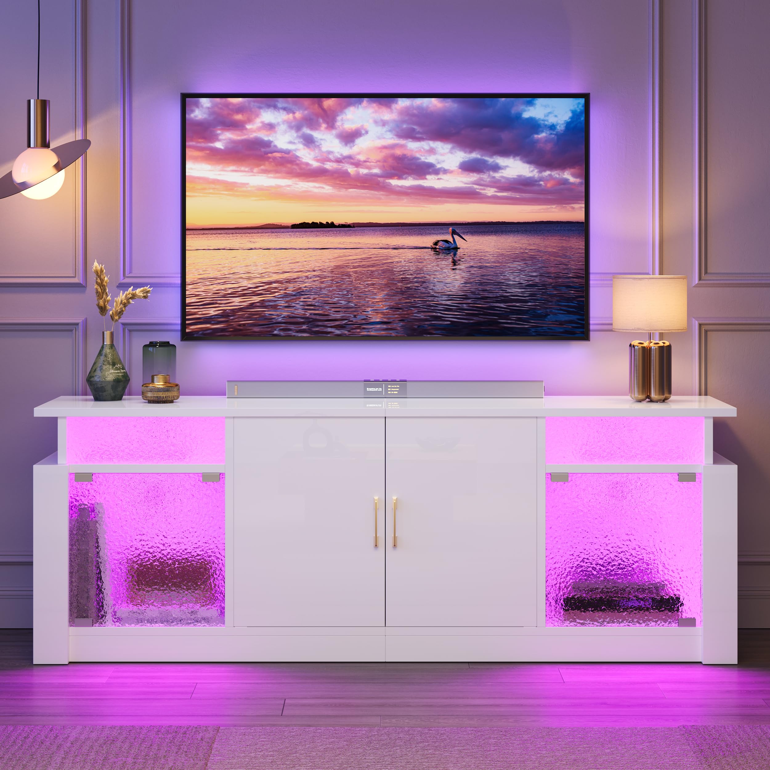 LED TV Stand for 65-70 Inch TV with Storage Cabinets