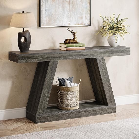 55-Inch Farmhouse Console Table with Storage