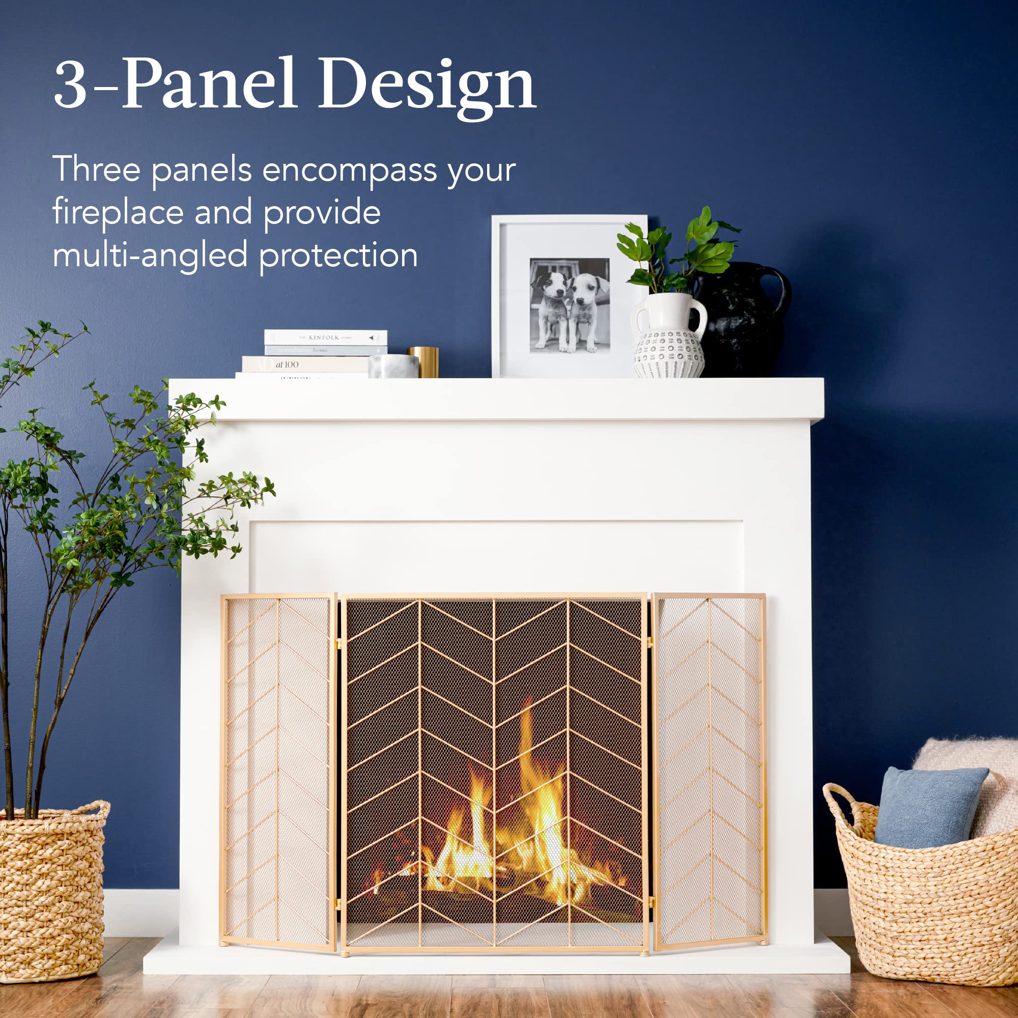 3-Panel Chevron Fireplace Screen