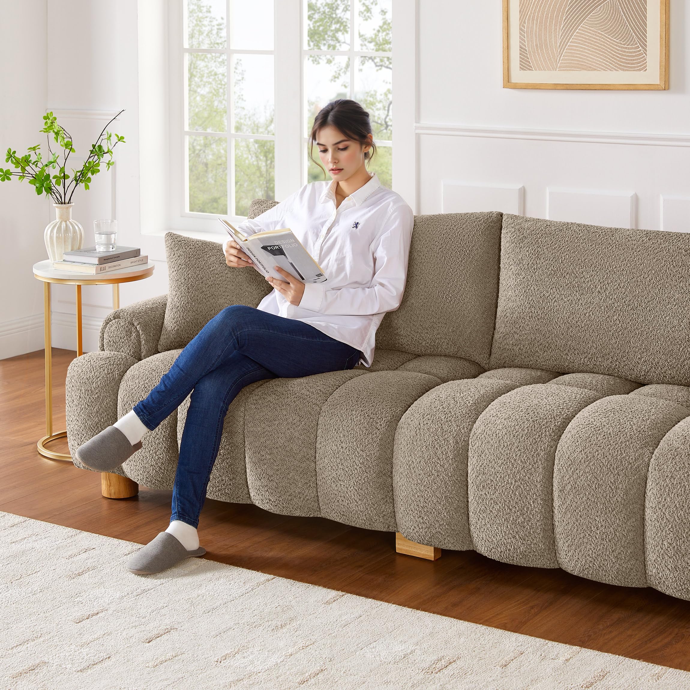 Boucle Cloud Sofa 3-Seater with Pillows