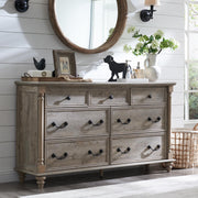 7-Drawer Farmhouse Dresser with Solid Wood Feet