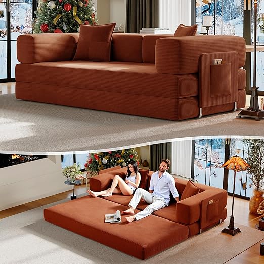 78.8" Convertible Sofa Bed with Storage Pocket