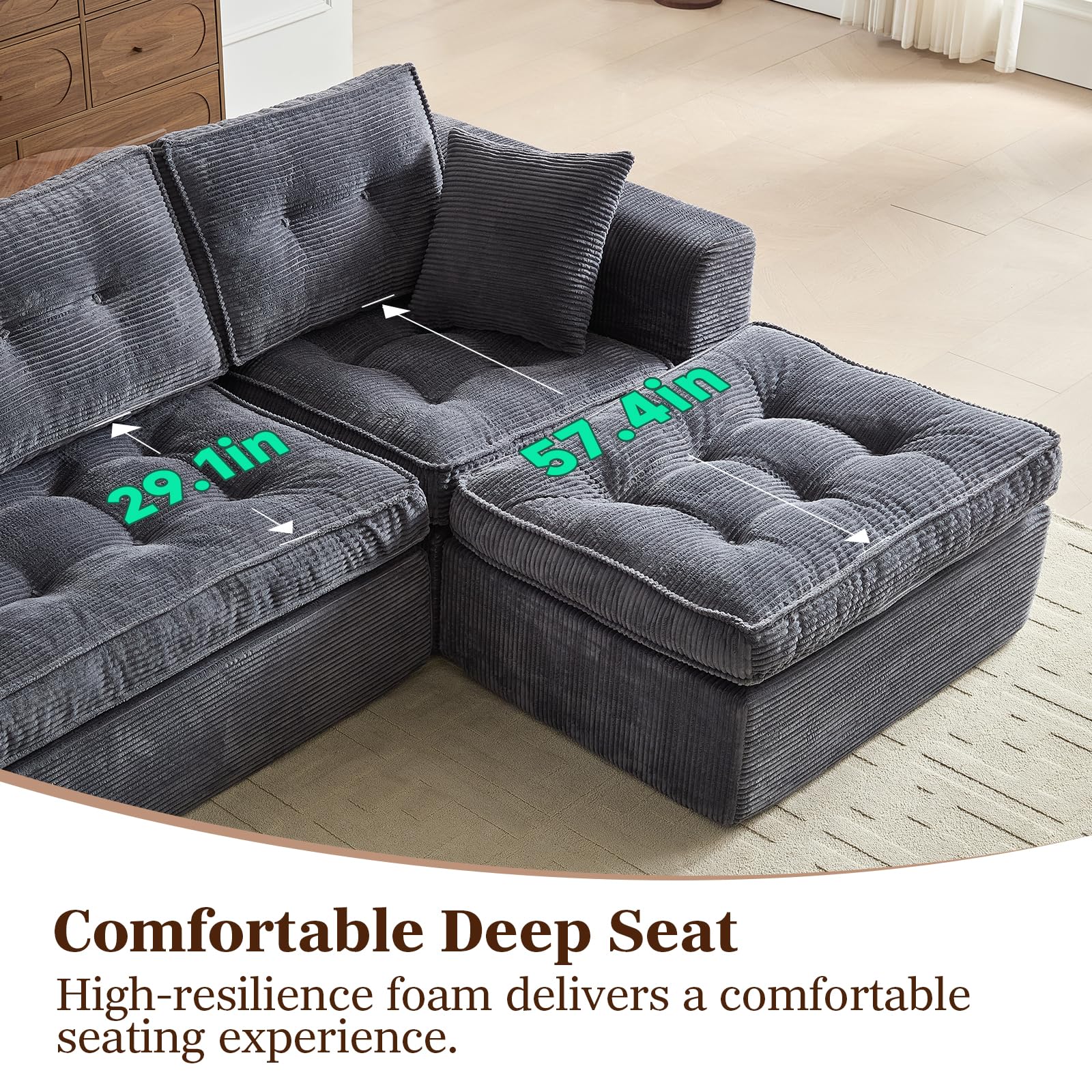 Modular Sectional Sofa with L-Shape Chaise