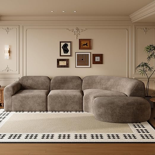 Modern Curved Sectional Sofa with Ottoman 4-Piece Set