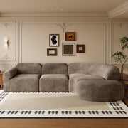 Modern Curved Sectional Sofa with Ottoman - 4 Piece Set