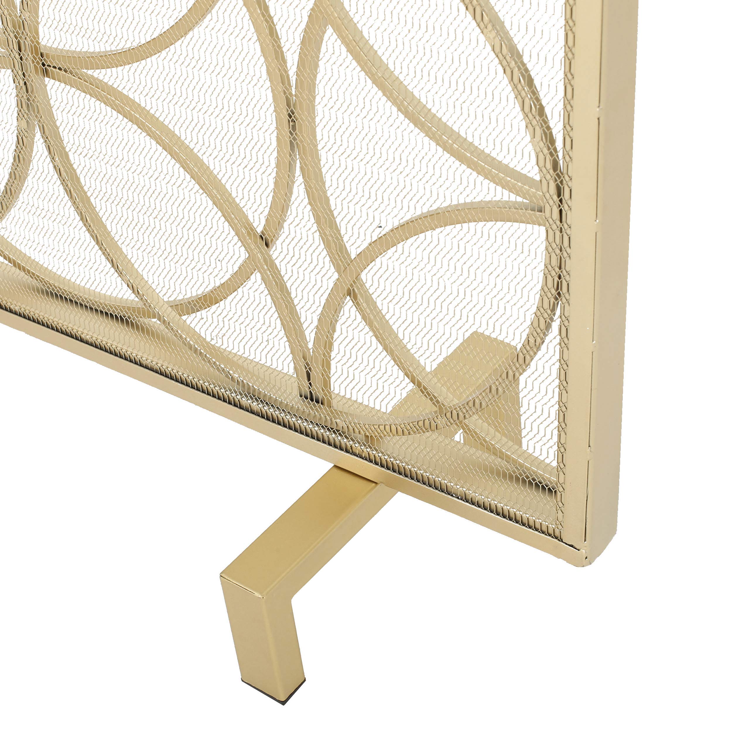 Single Panel Iron Fireplace Screen Gold