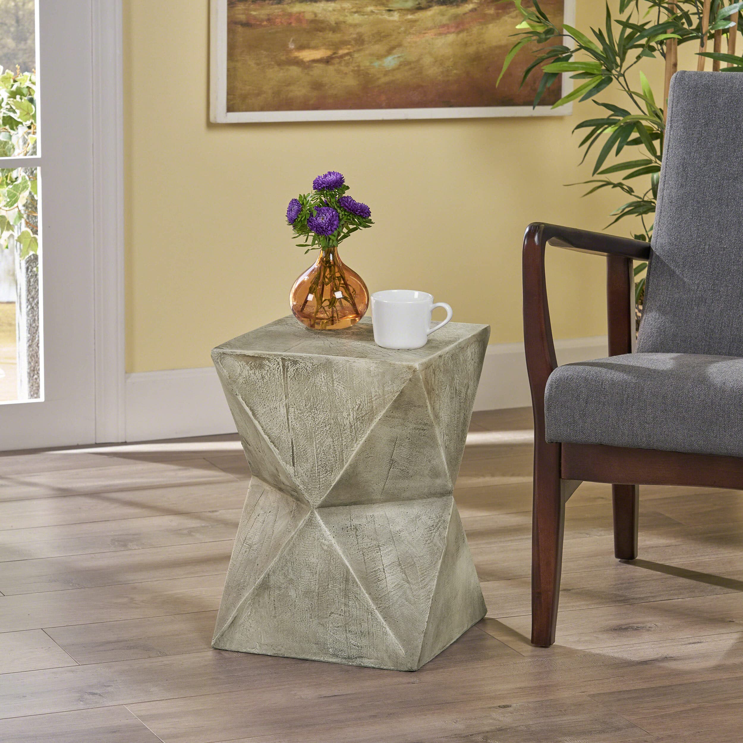 Lightweight Concrete Side Table Light Gray