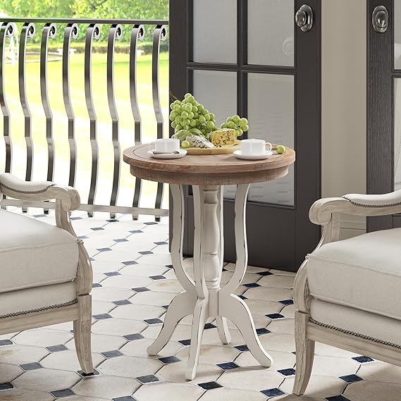 Rustic Accent End Table with Natural Top