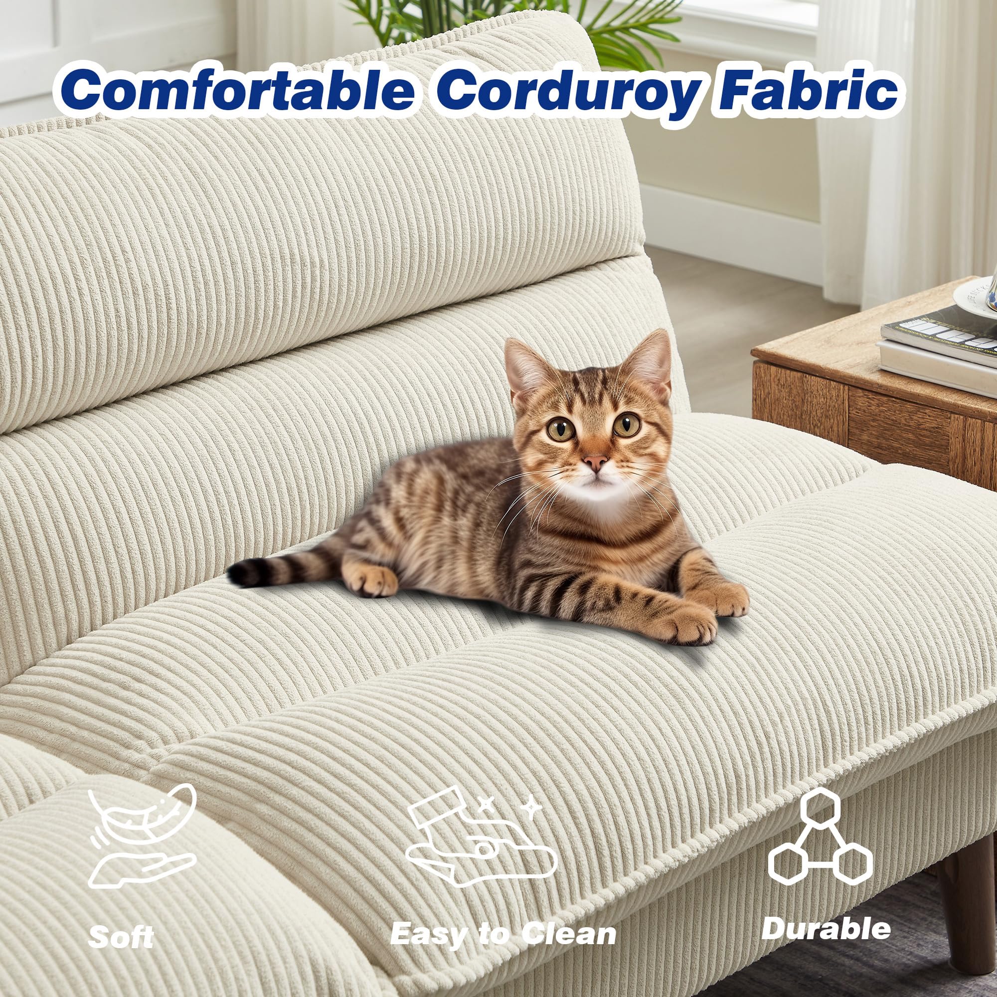 72" Convertible Futon Sofa Bed with Adjustable Backrest