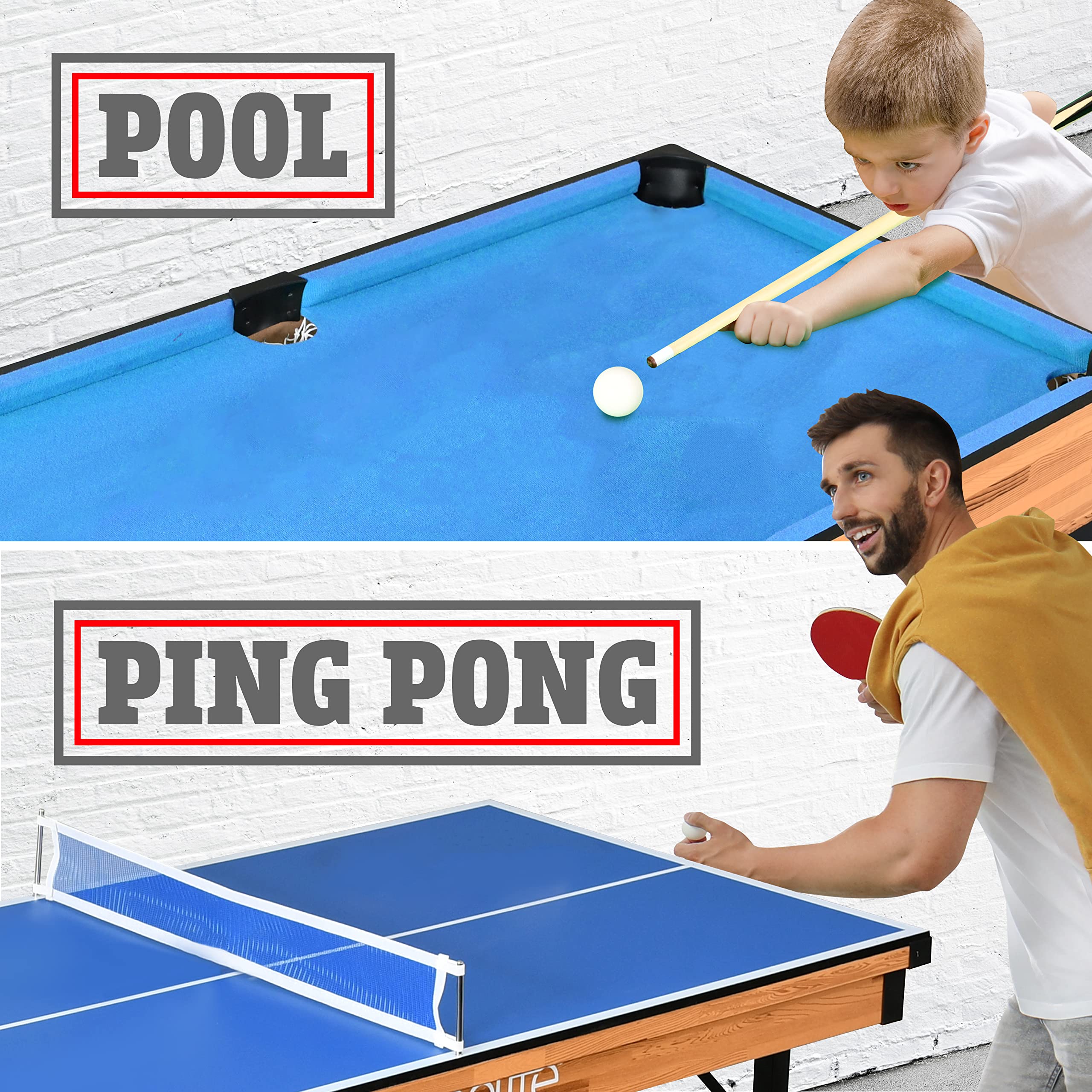 4-in-1 Multi Game Table with Ping Pong, Air Hockey, Pool & Shuffleboard