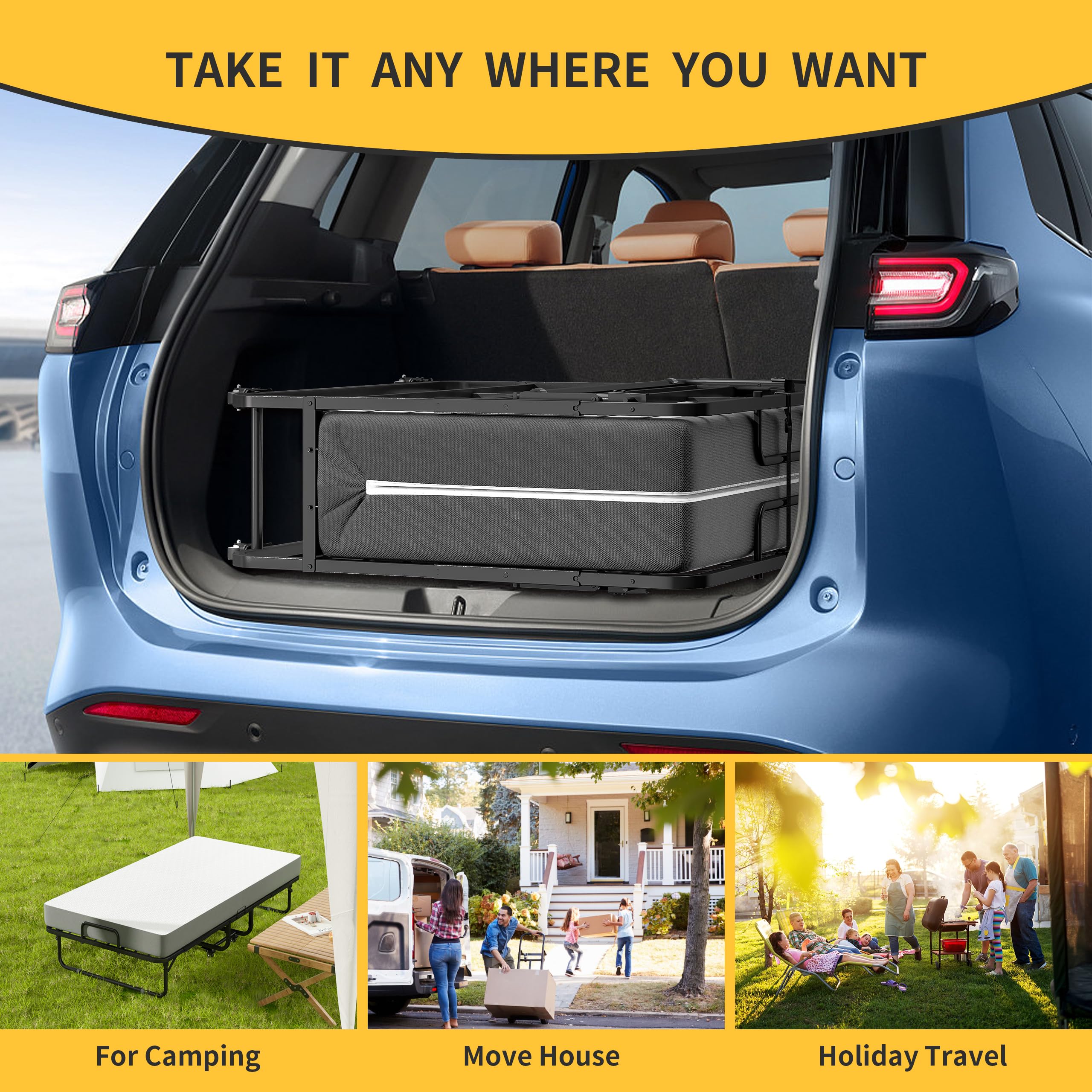 Twin Folding Bed with 5" Memory Foam Mattress