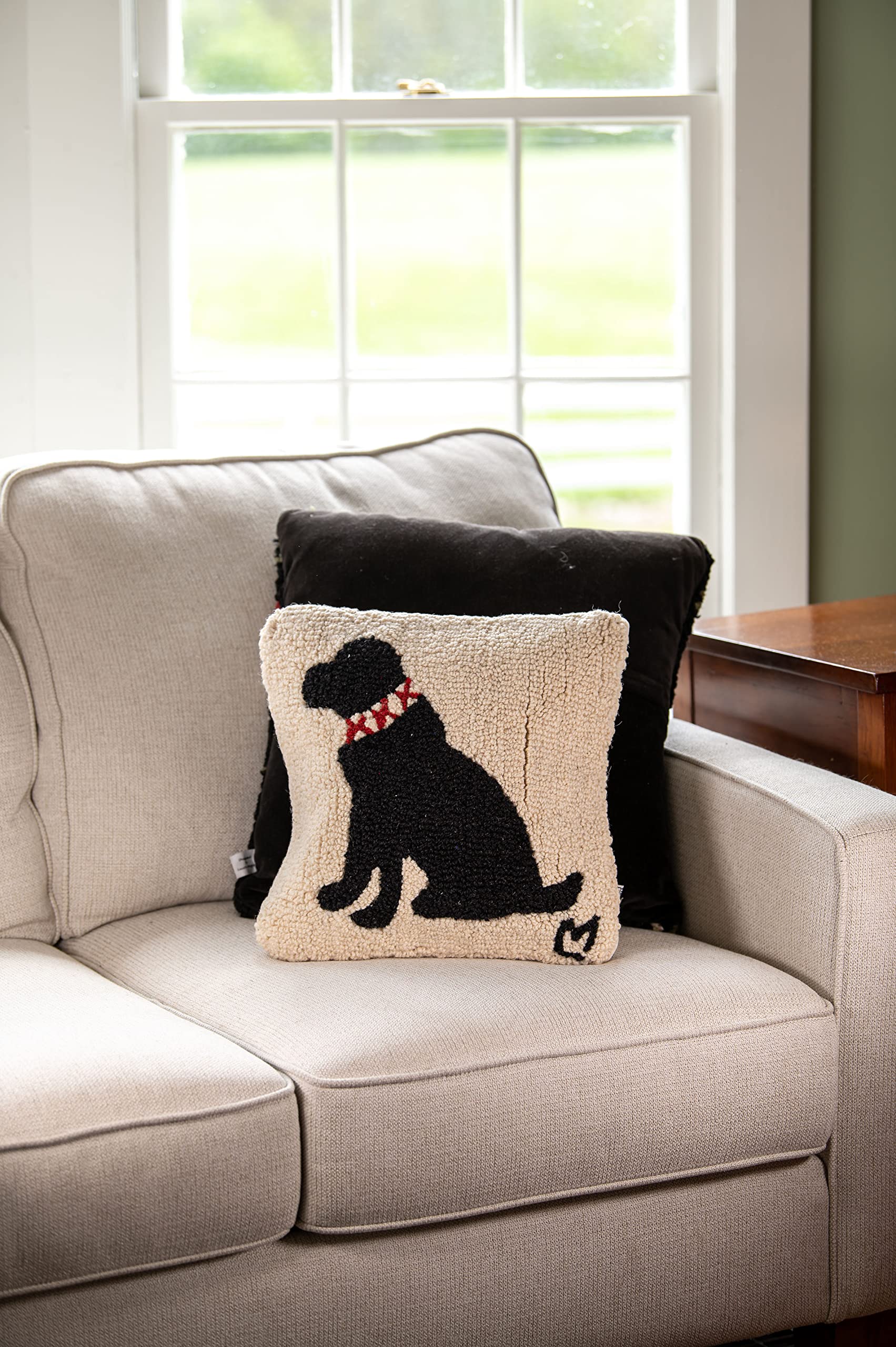 Yellow Lab Hand-Hooked Wool Throw Pillow 14x14