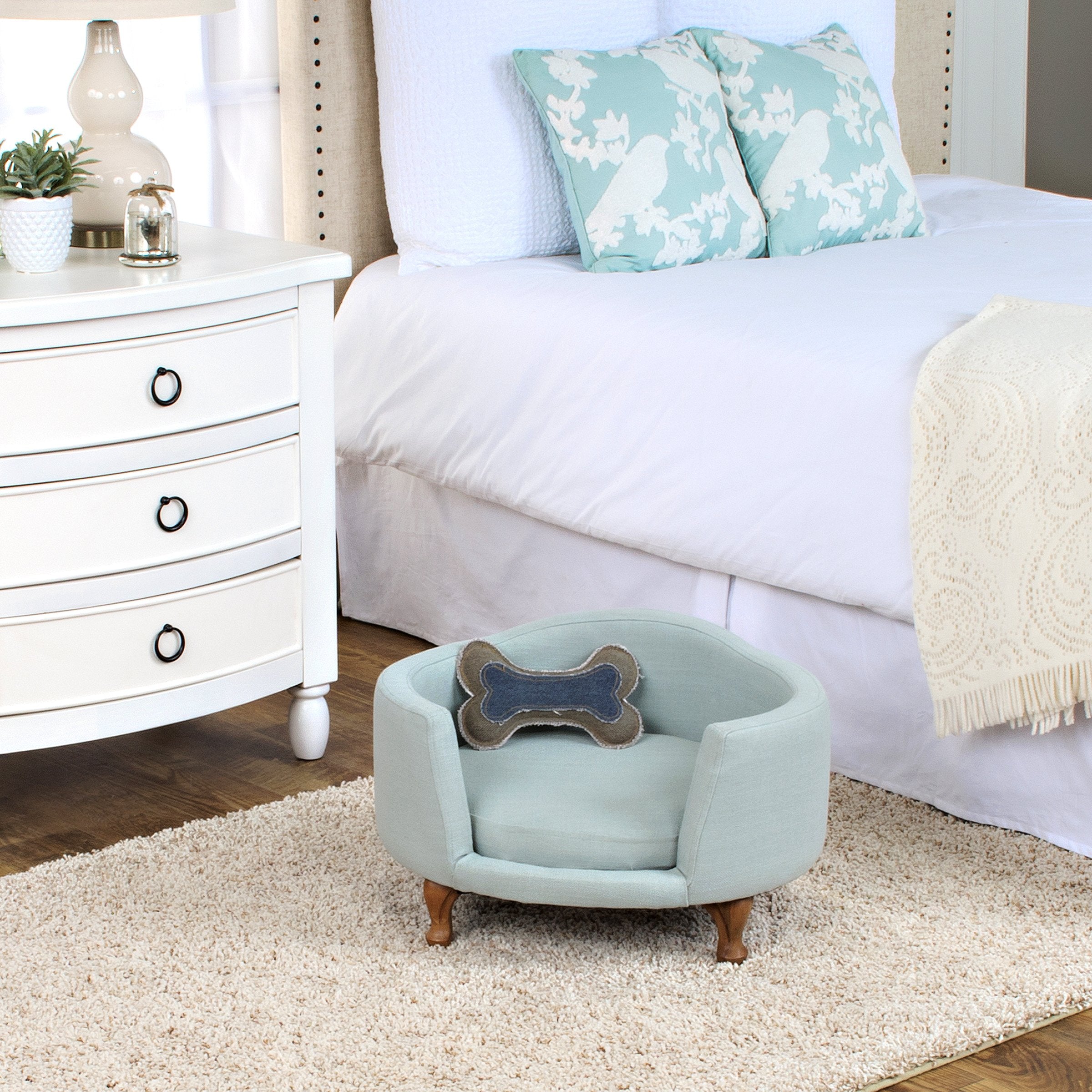 Upholstered Curved Pet Bed - Light Green