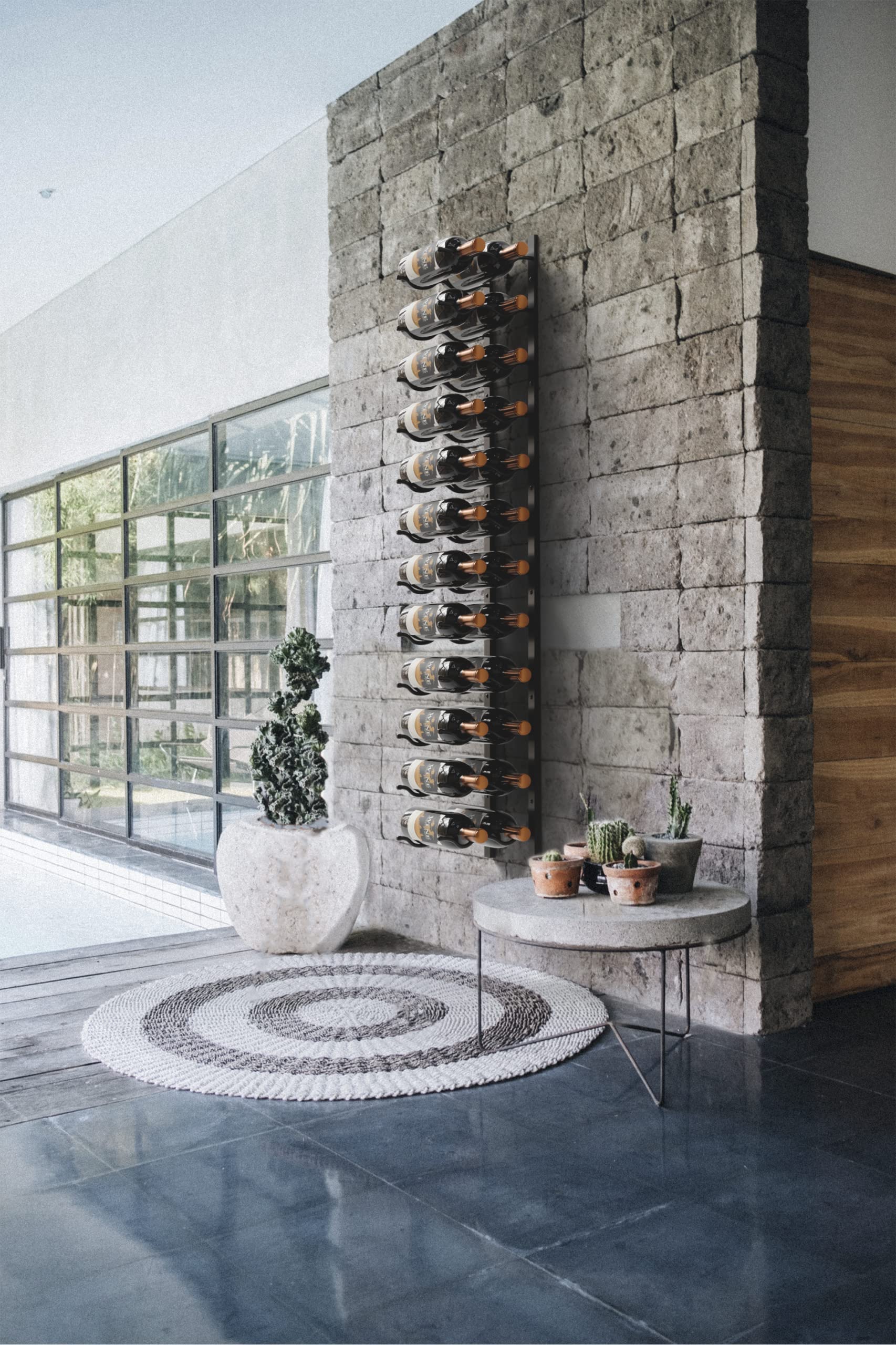 Wall Mounted Metal Wine Rack - 24 Bottle Holder