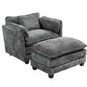 Boucle Oversized Reading Chair with Ottoman