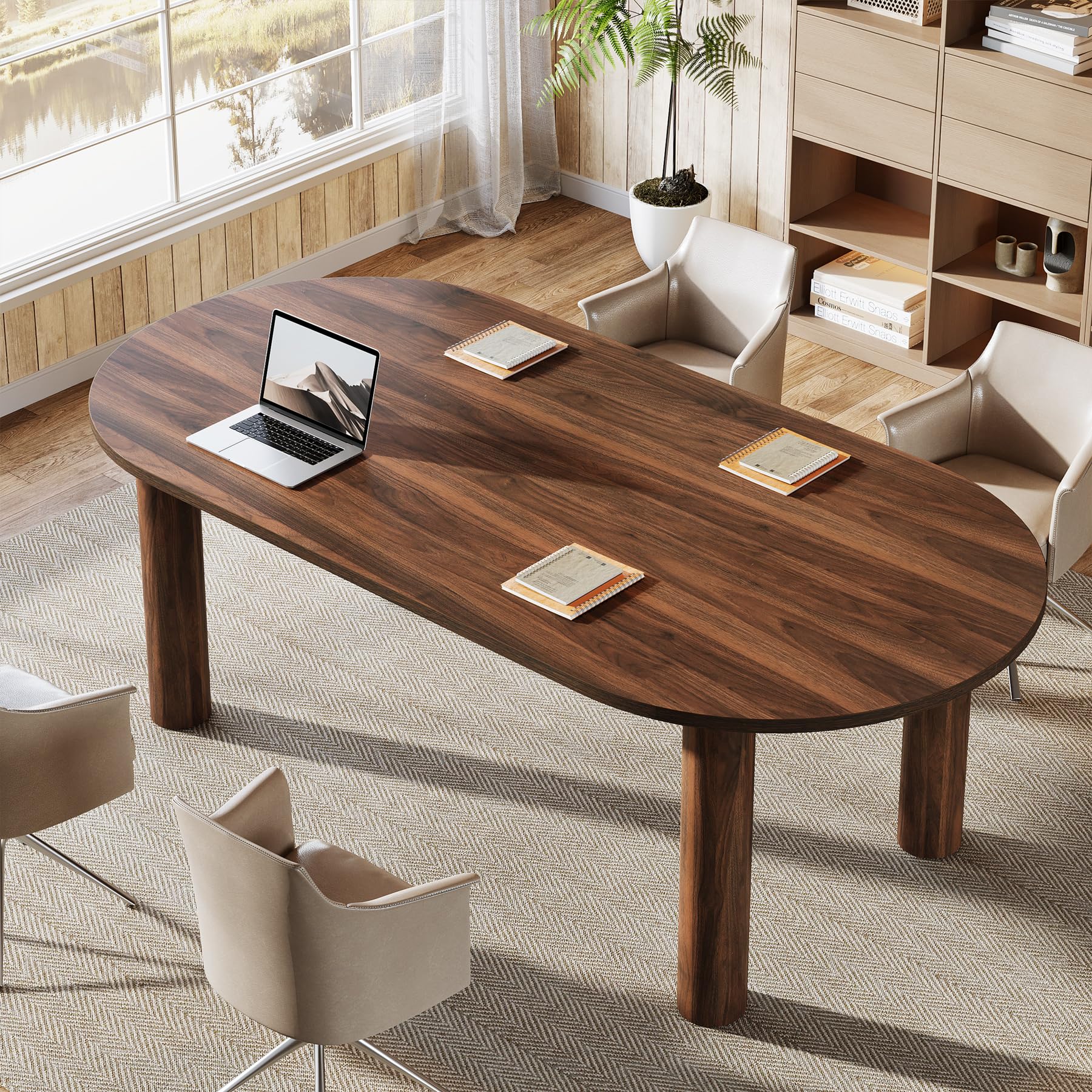 Oval Conference Table 63 Inch Walnut