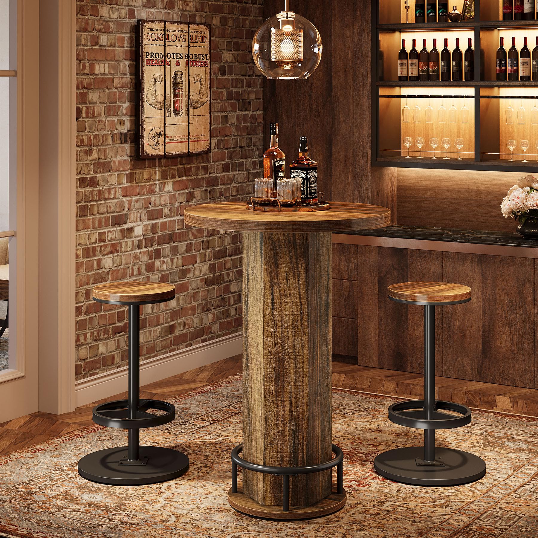 Round Bar Table with 2 Barstools