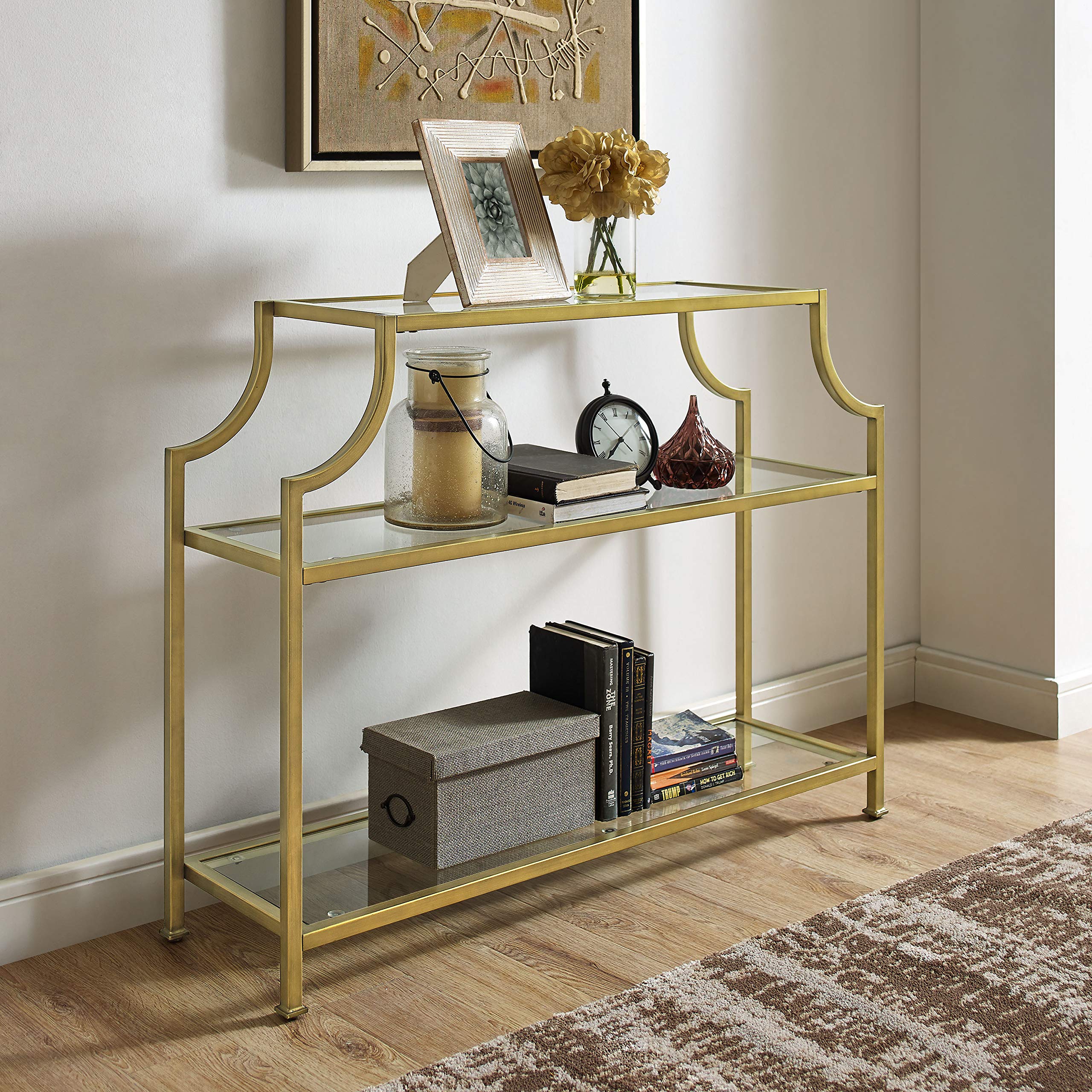 Aimee Sofa Console Table with Storage Shelves