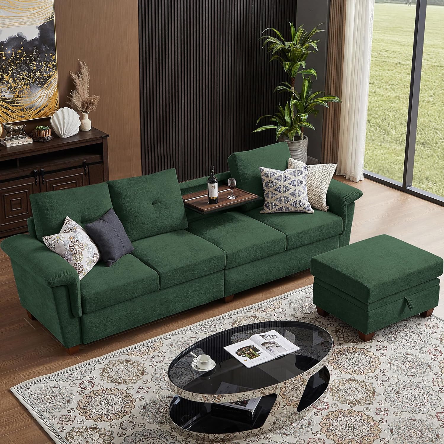 109" Convertible L-Shaped Sectional Sofa with Storage
