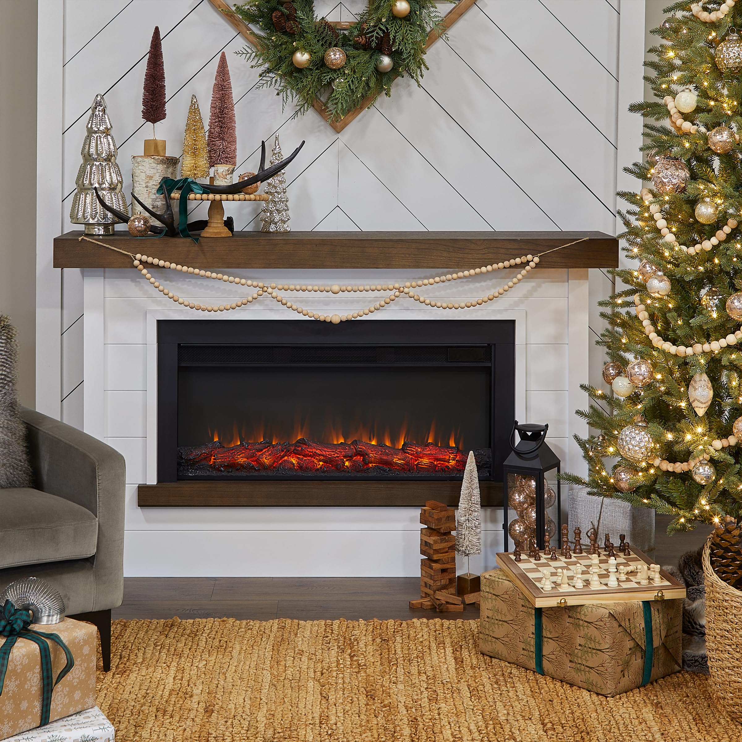 67" Landscape Electric Fireplace with Mantel