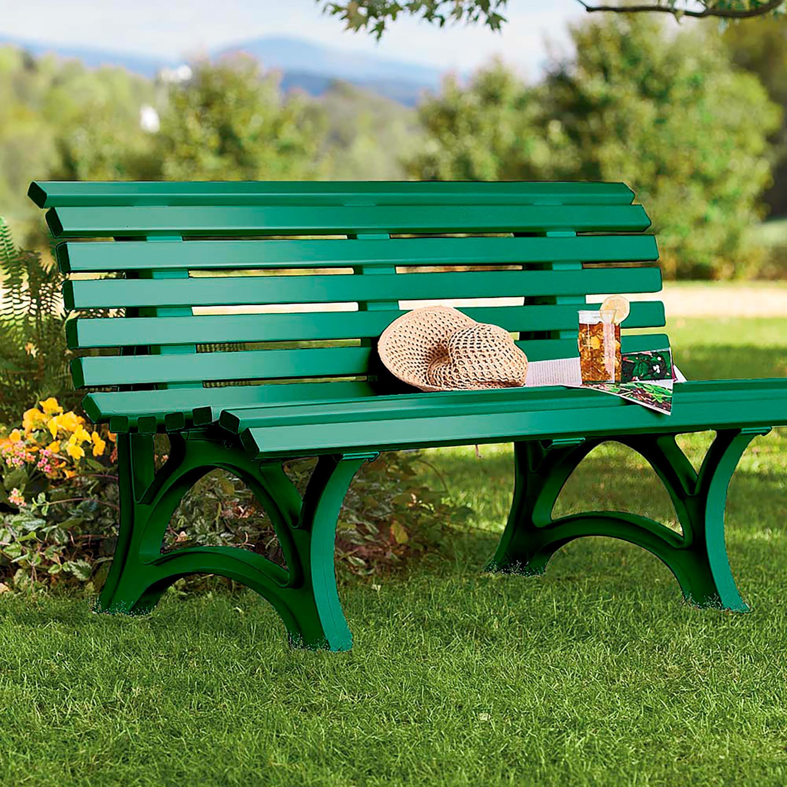Weatherproof PVC Outdoor Bench 3-Seat Green