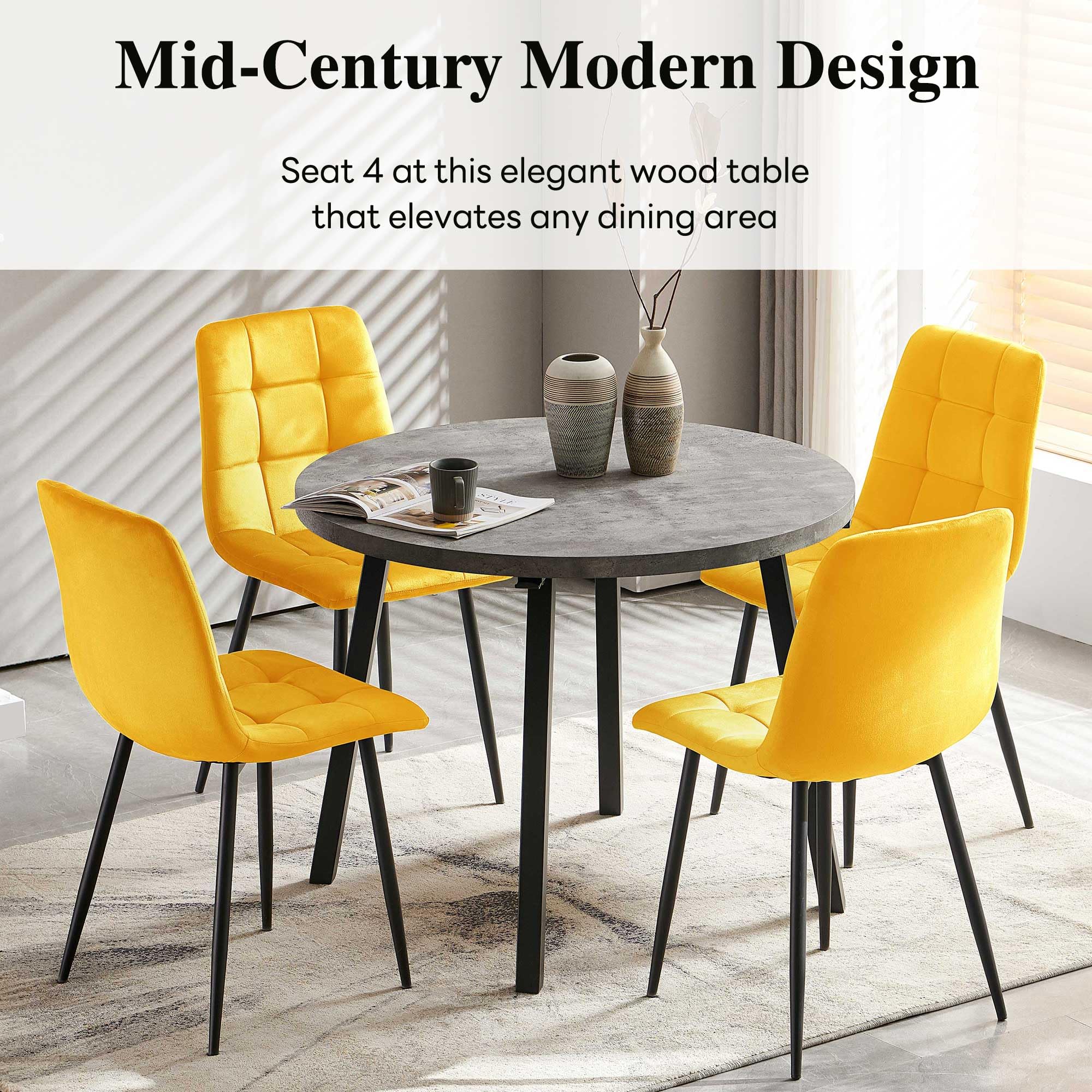 5-Piece Round Dining Table Set with Upholstered Chairs