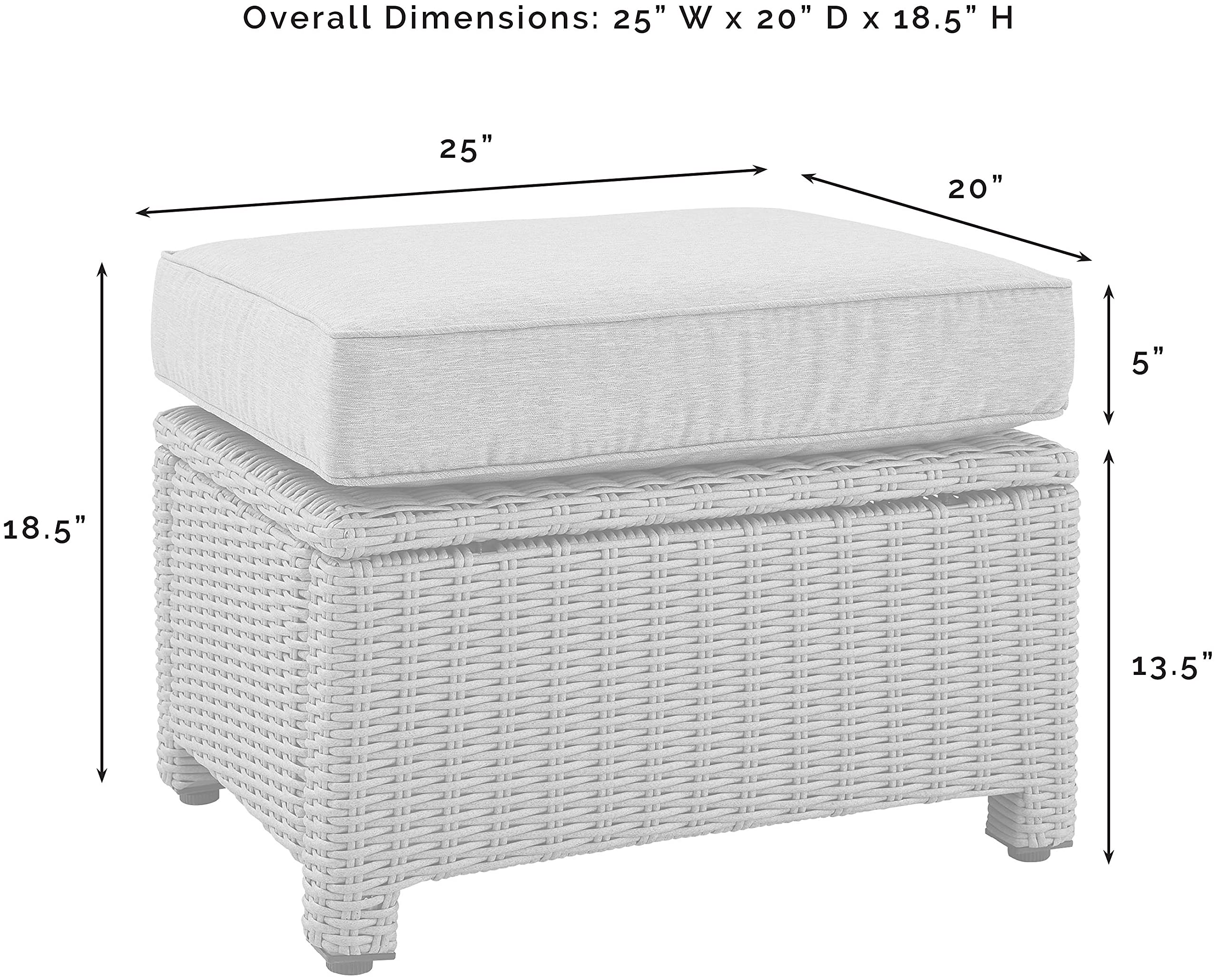 Bradenton Wicker Outdoor Ottoman with Sangria Cushions