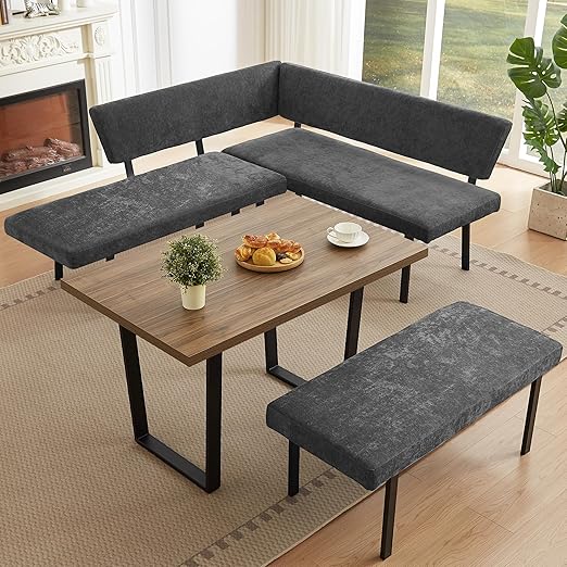 3-Piece Corner Dining Table Set with Bench