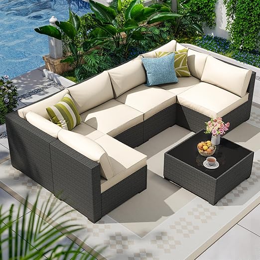 8 Piece Outdoor Patio Sectional Set with Cushions